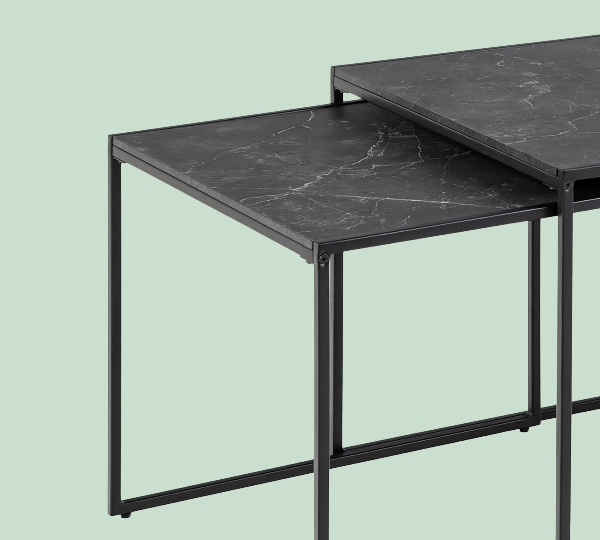 Couchtischset Marmoroptik Schwarz 