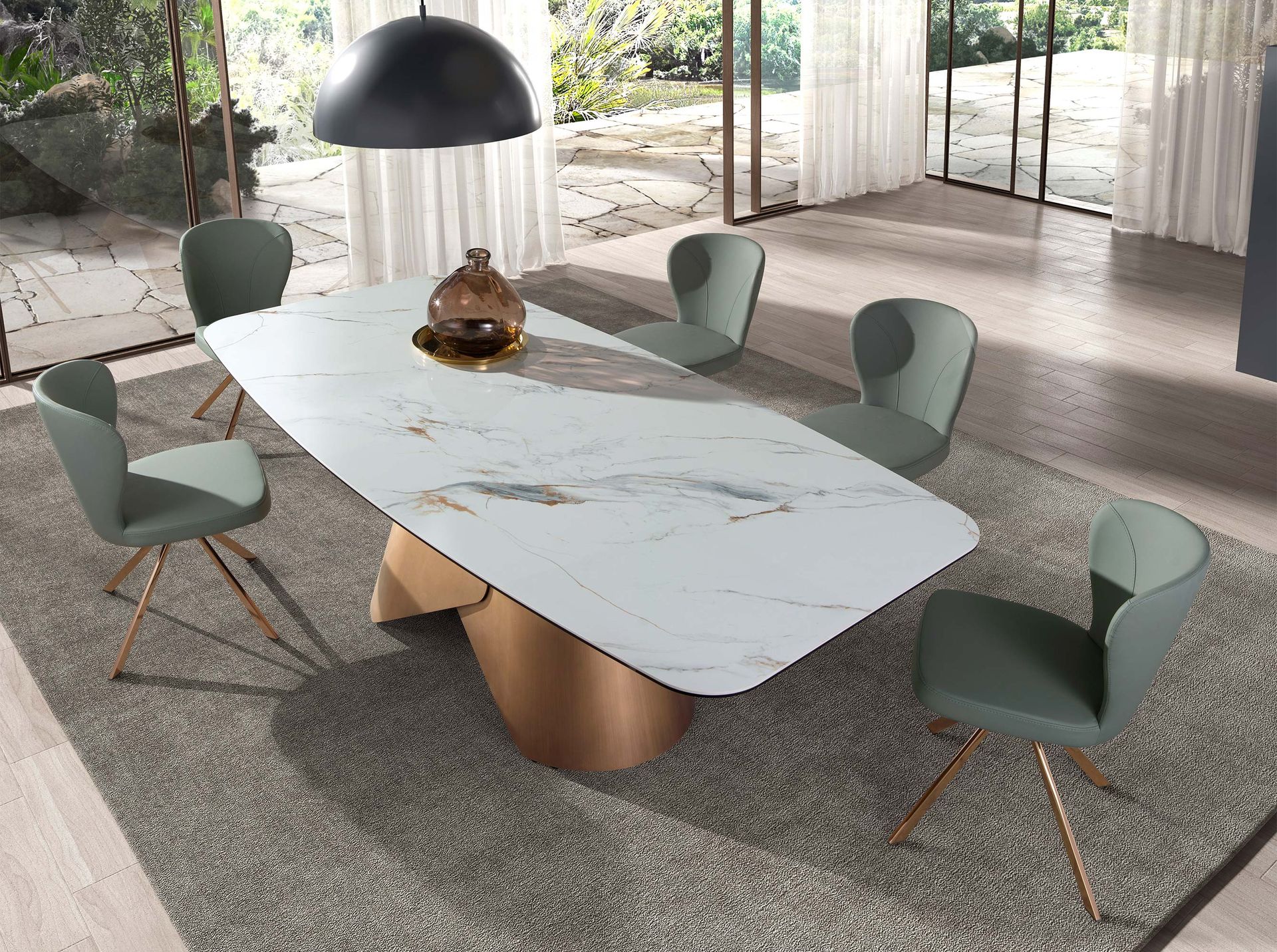 Swivel chair faux leather green