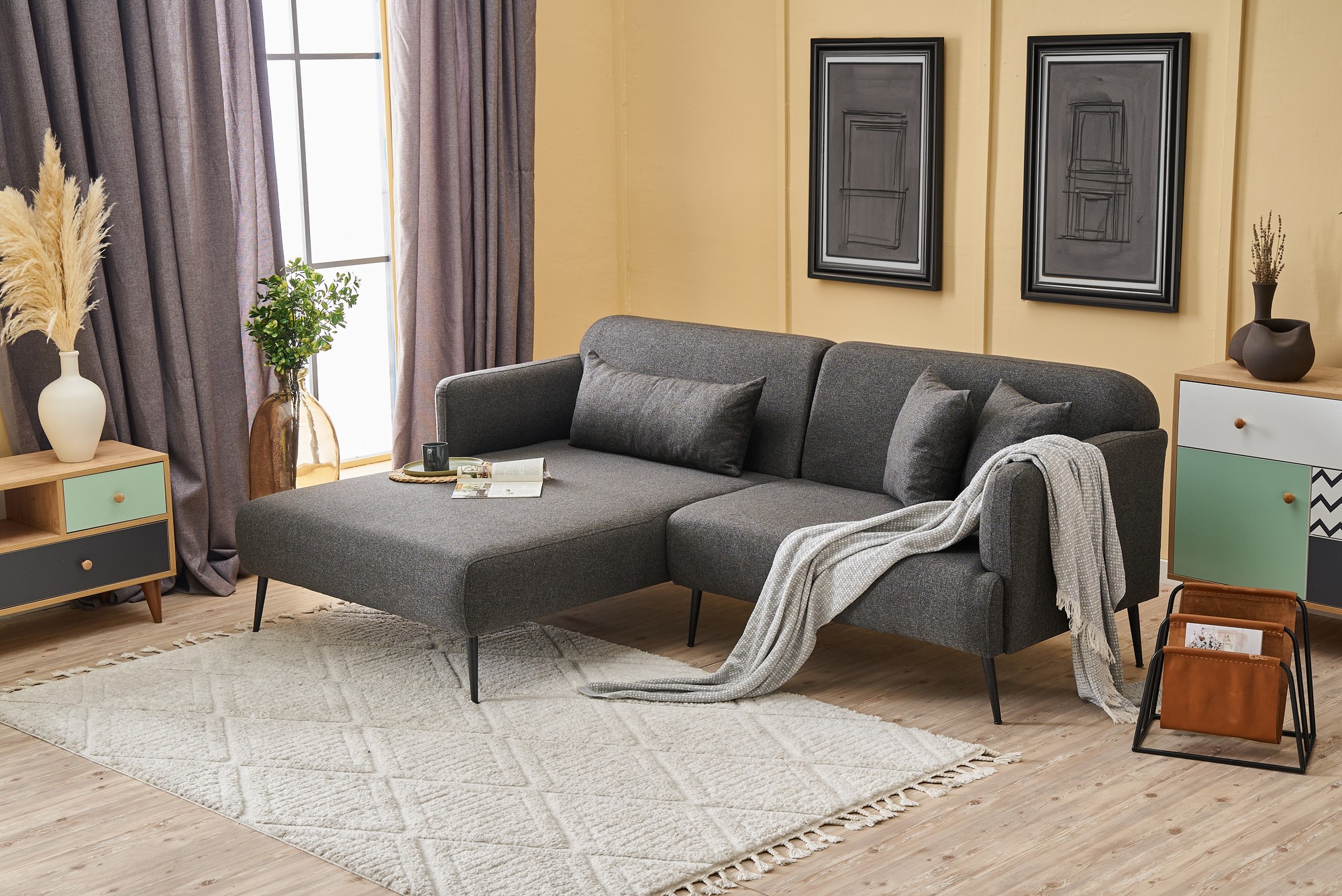 Revos Sofa Récamiere Links Anthrazit