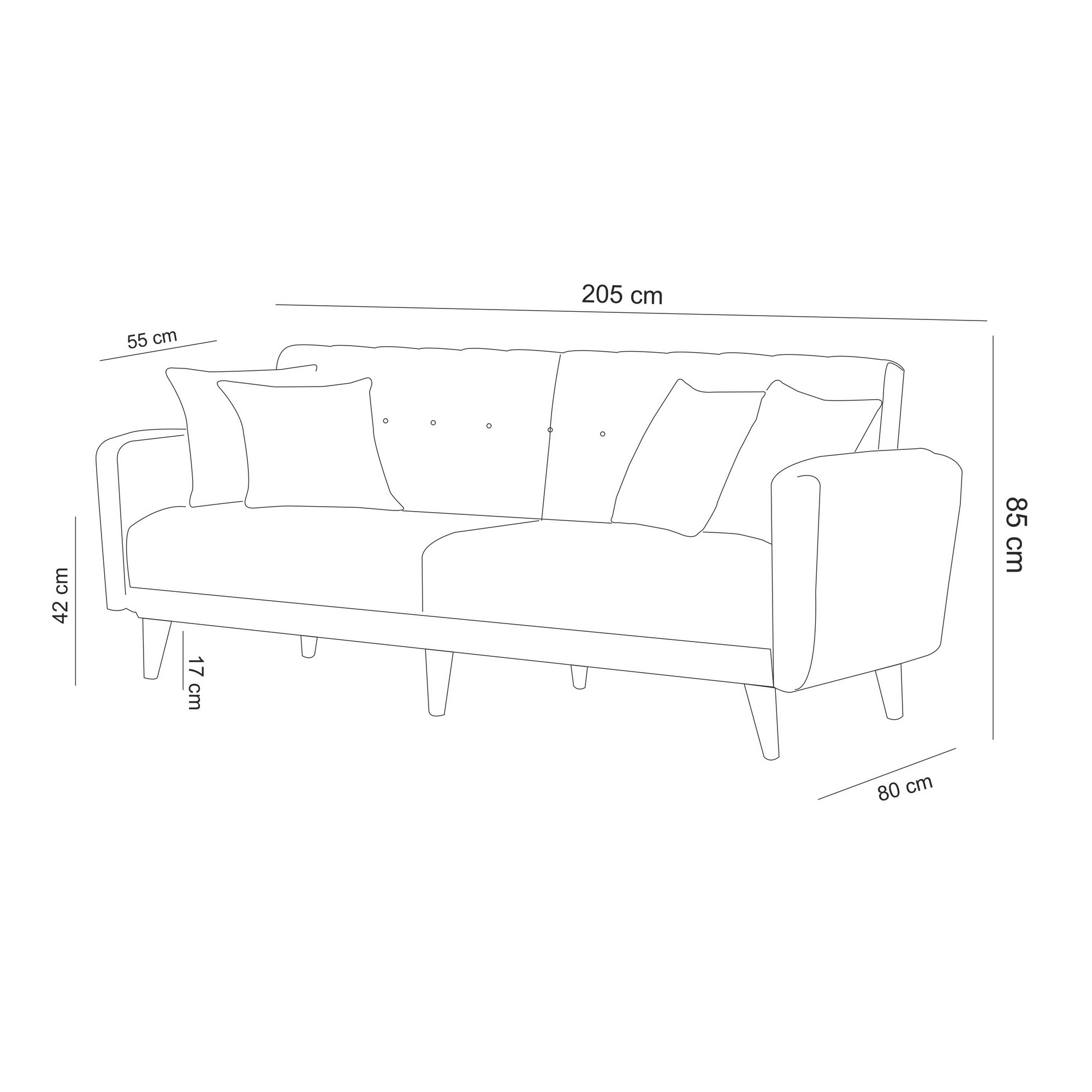 Aria Schlafsofa Set Holz Anthrazit