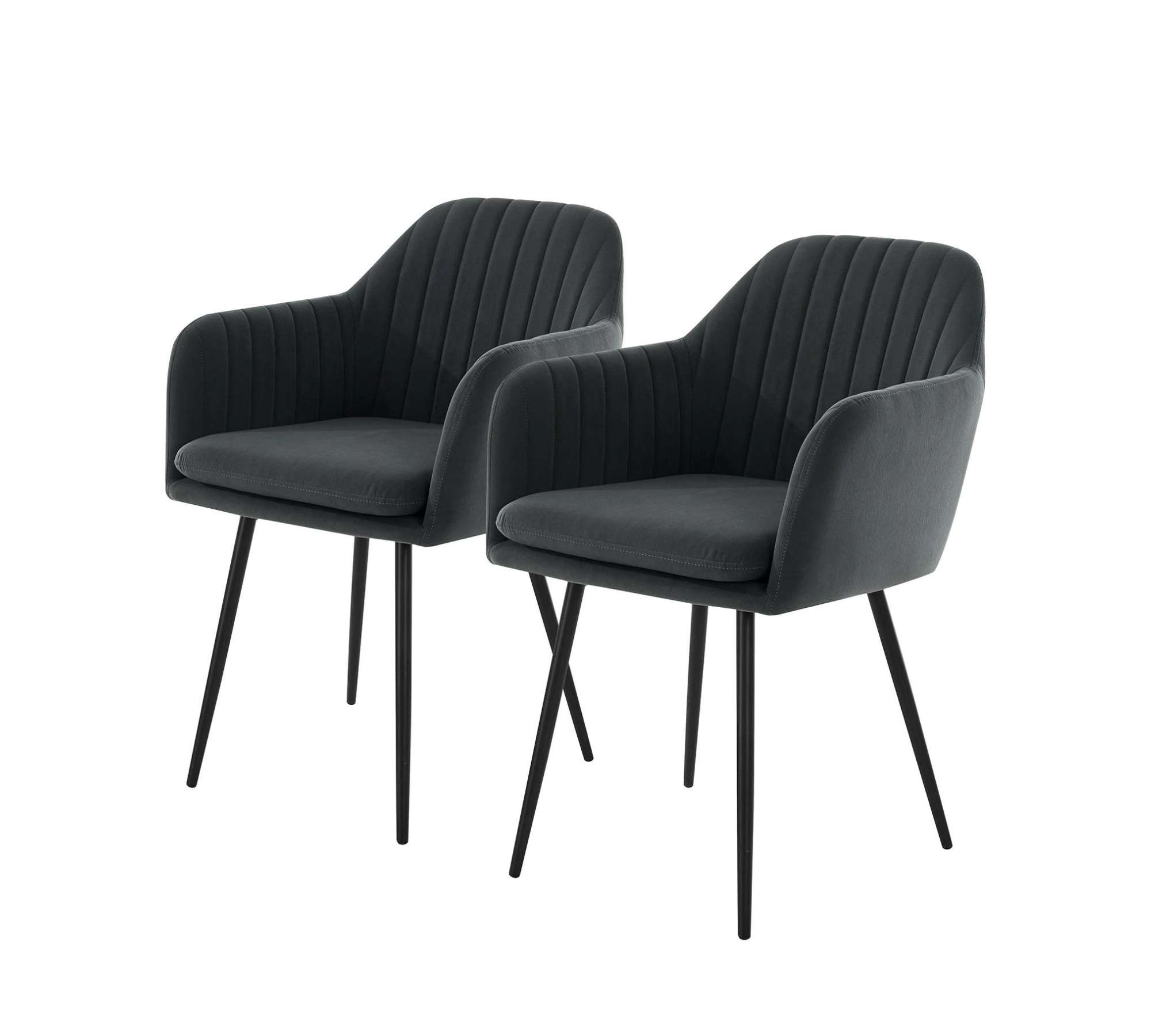 2x Armlehnstuhl Textil Grau