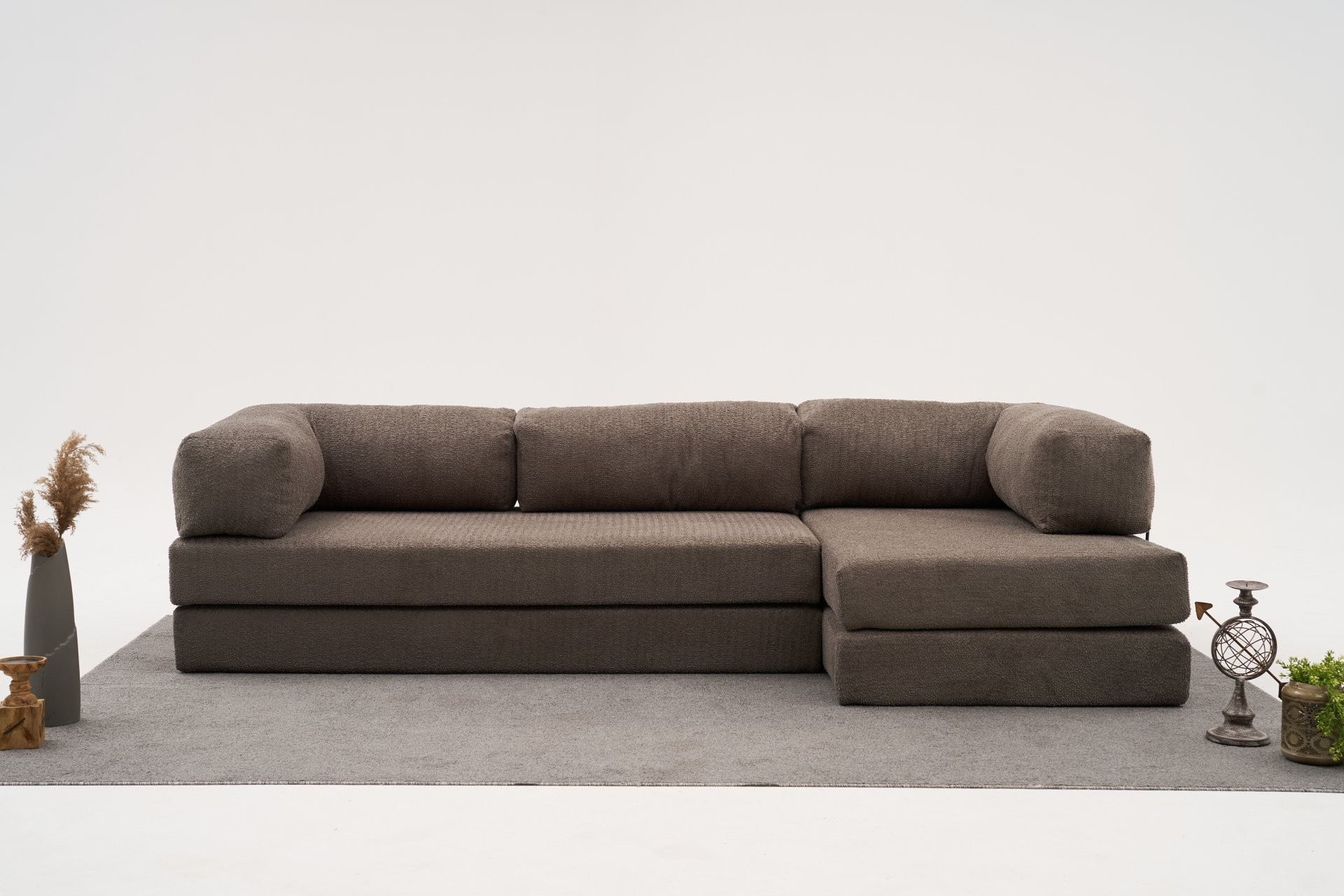 Comfort Schlafsofa Récamiere Rechts Grau