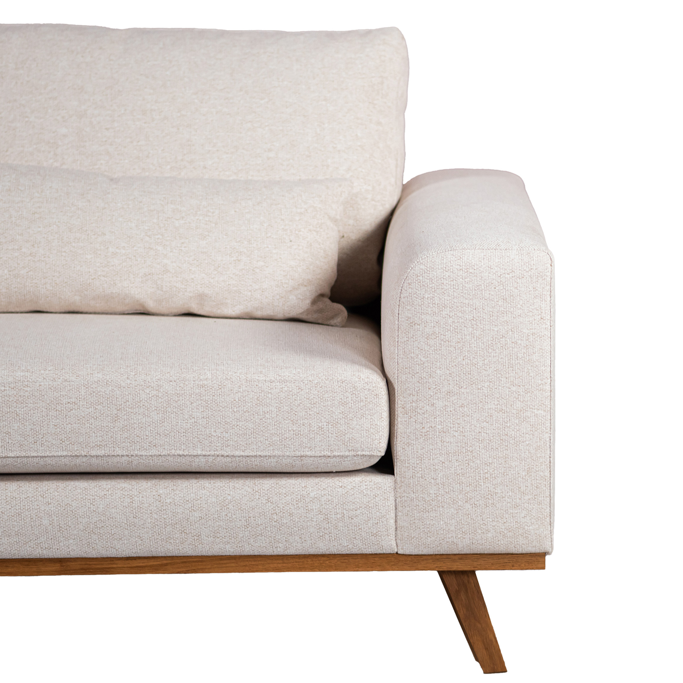 Corner Sofa Japandi 3-Seater Left Fabric Beige