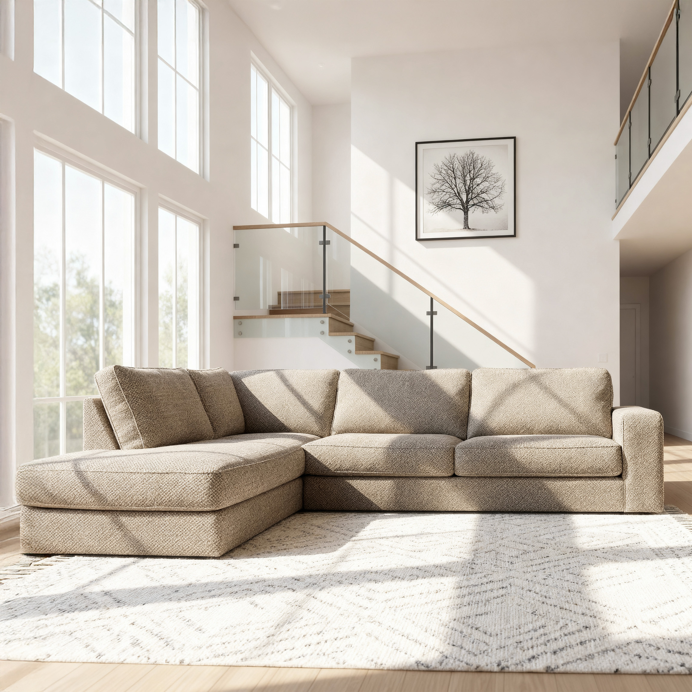 Ecksofa Easton Links 3-Sitzer Beige