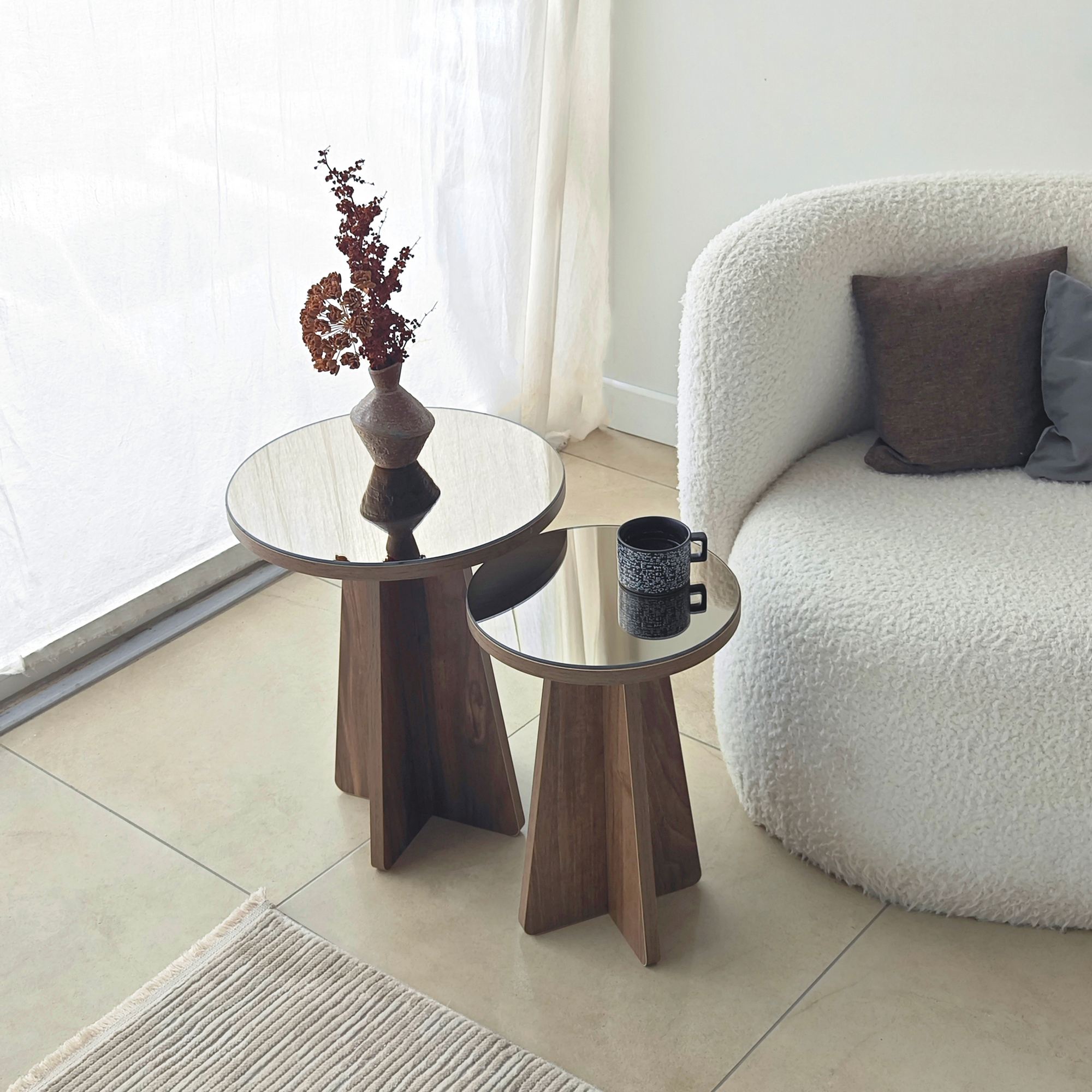 Luna 2 Side table Set of 2 Walnut