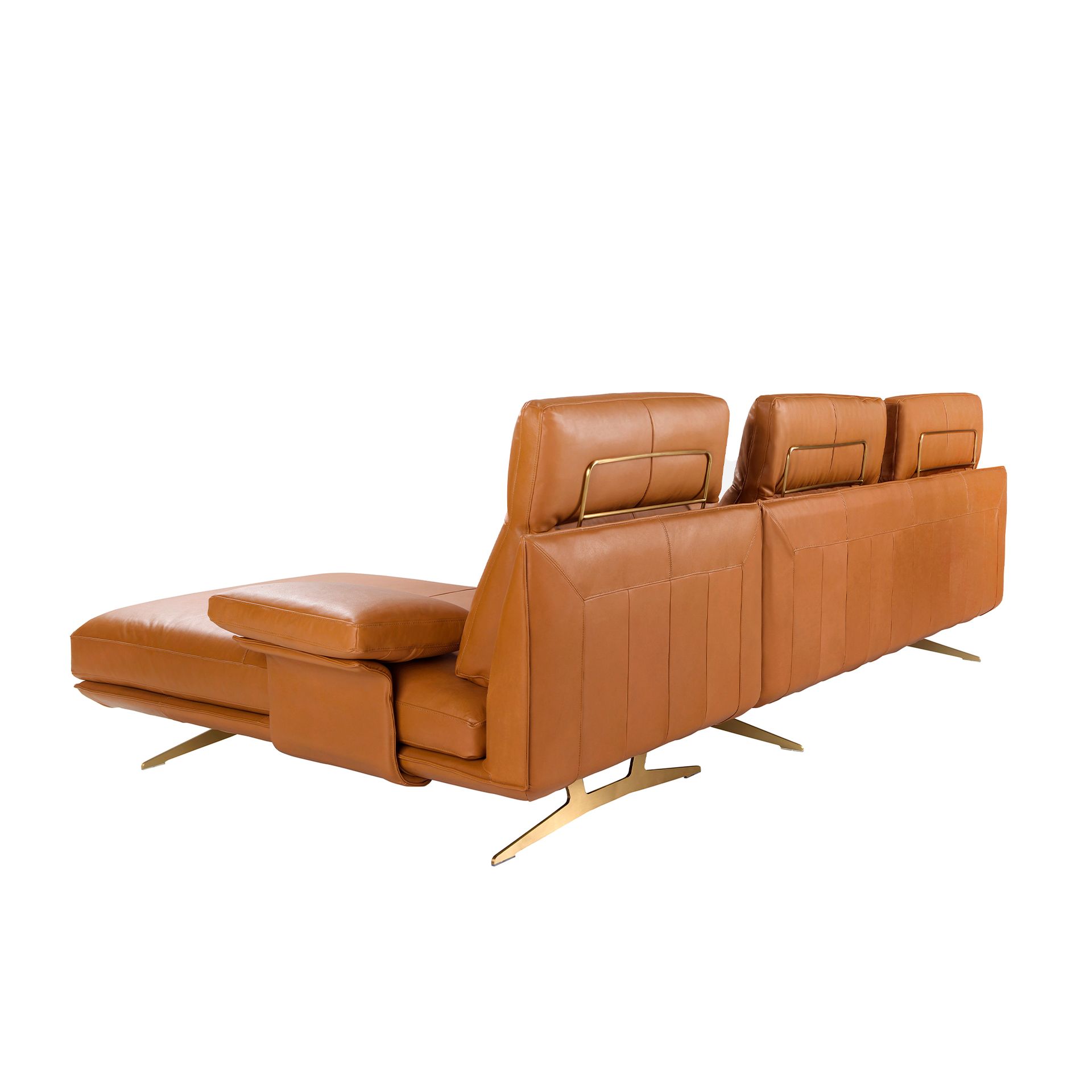 Sofa Récamiere Rechts Leder Terrakotta
