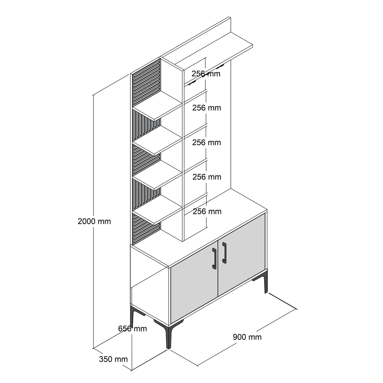 Viyana Garderobe Walnussbraun Anthrazit 90cm x 200cm