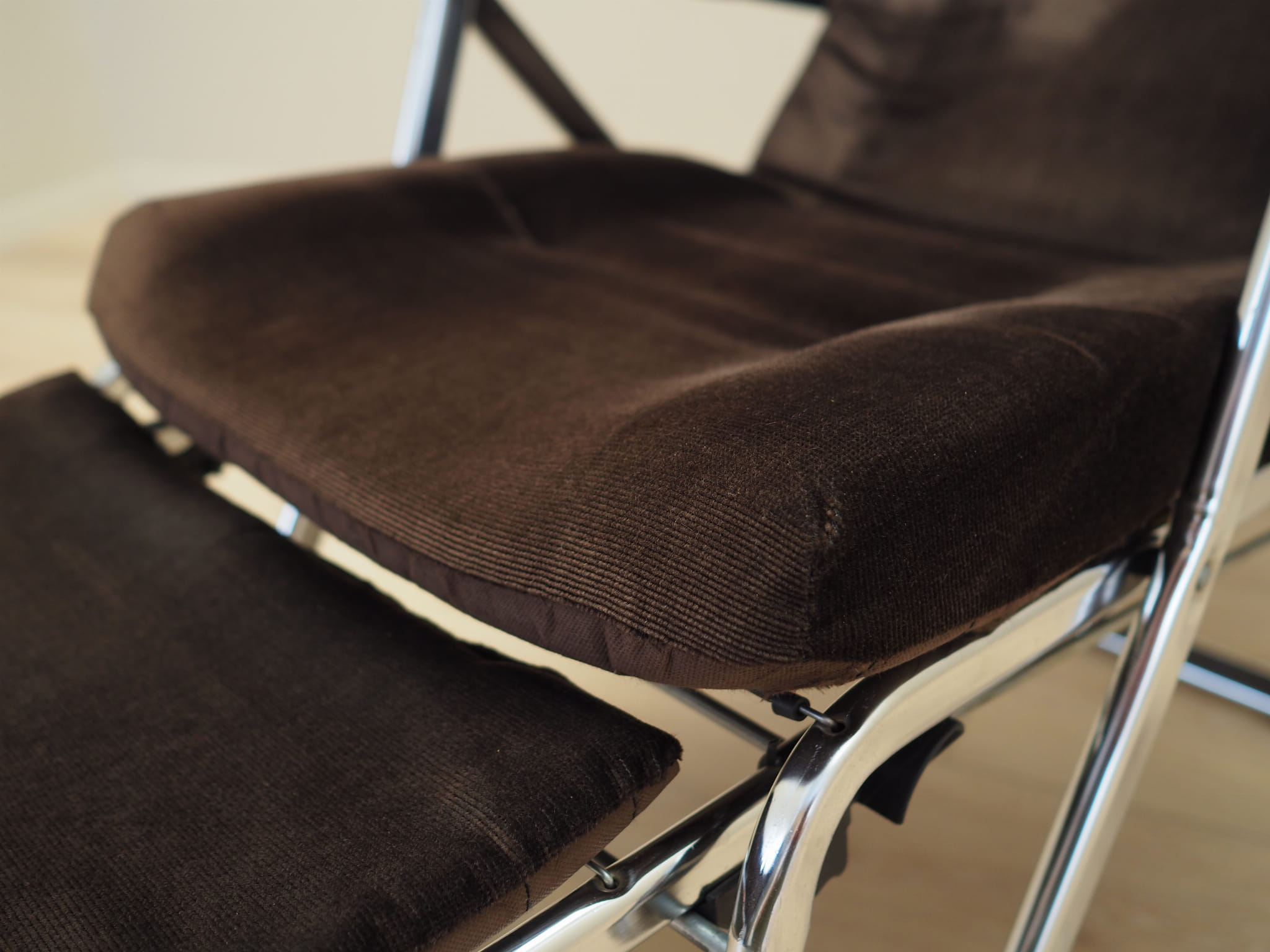 Vintage Sessel Samt Metall Braun 1970er Jahre