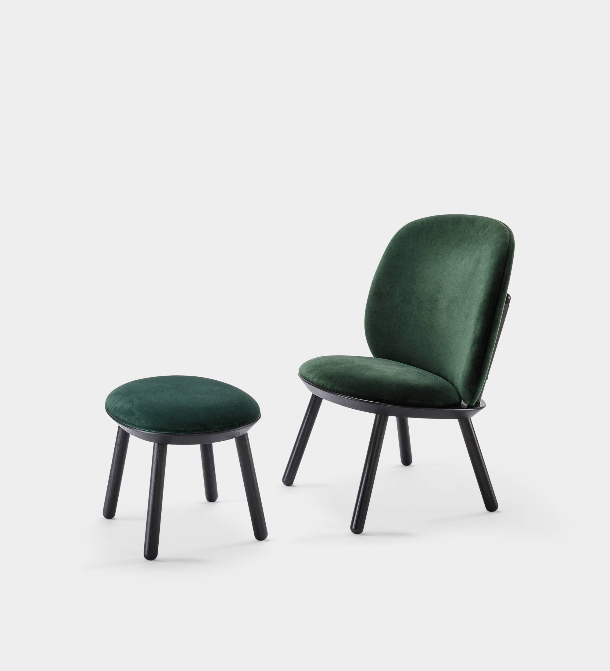 Loungestuhl Eschenholz Velour Grün