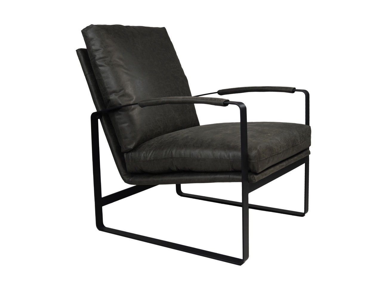 Miami Sessel Leder Metall Schwarz