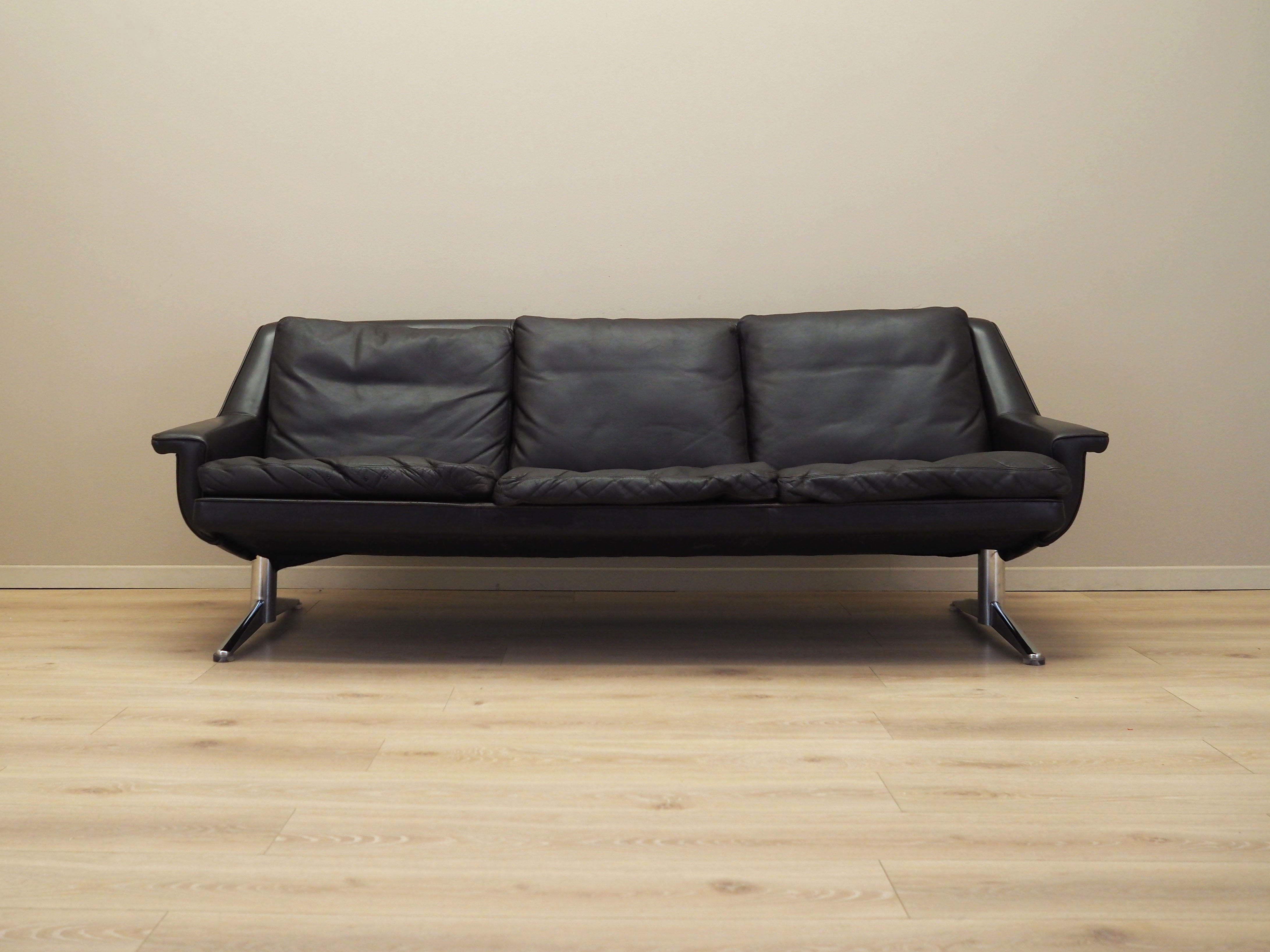 Sofa Leder Braun 1970er Jahre