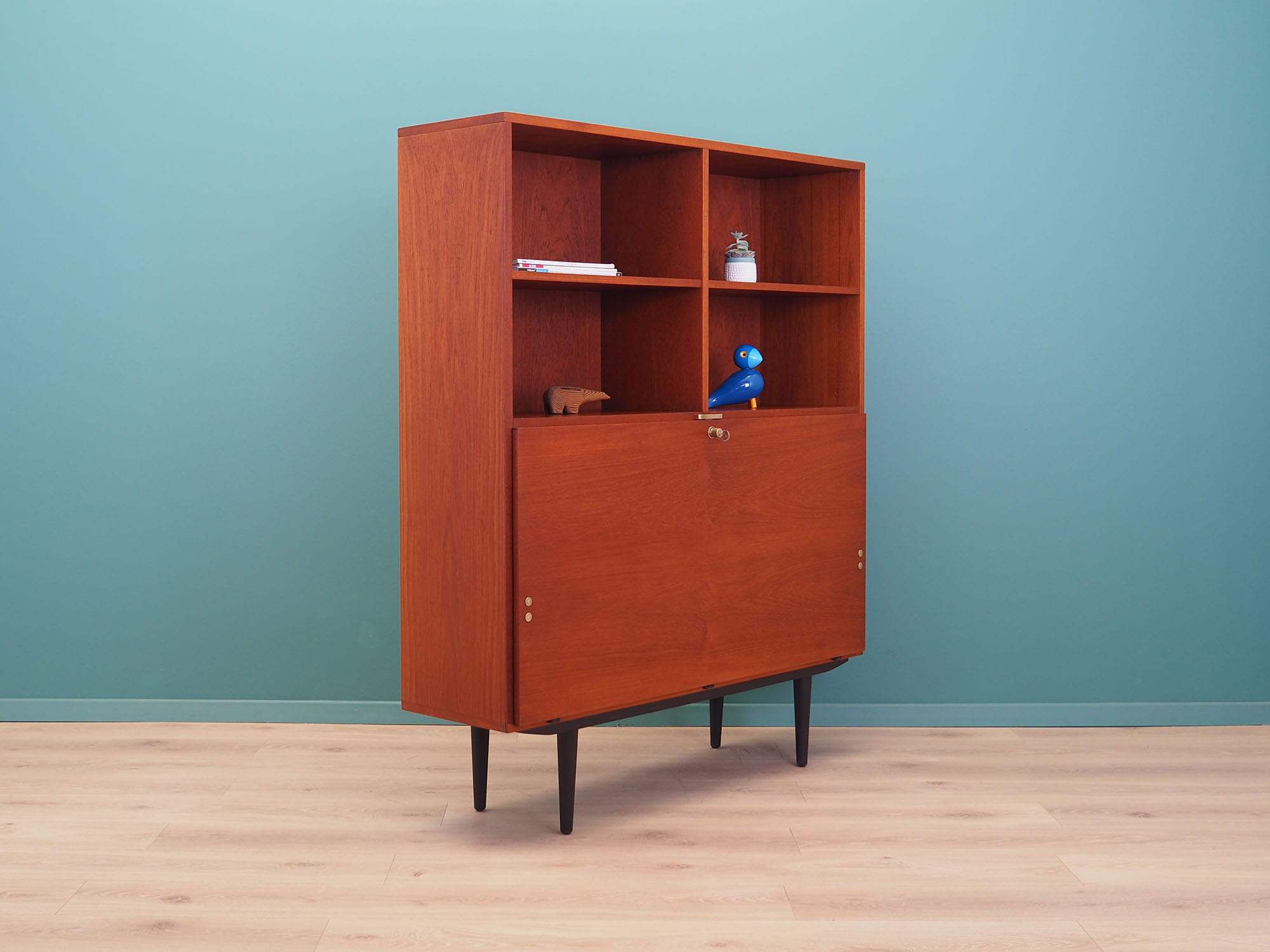 Vintage Bookshelf Teak Wood Brown 1970s