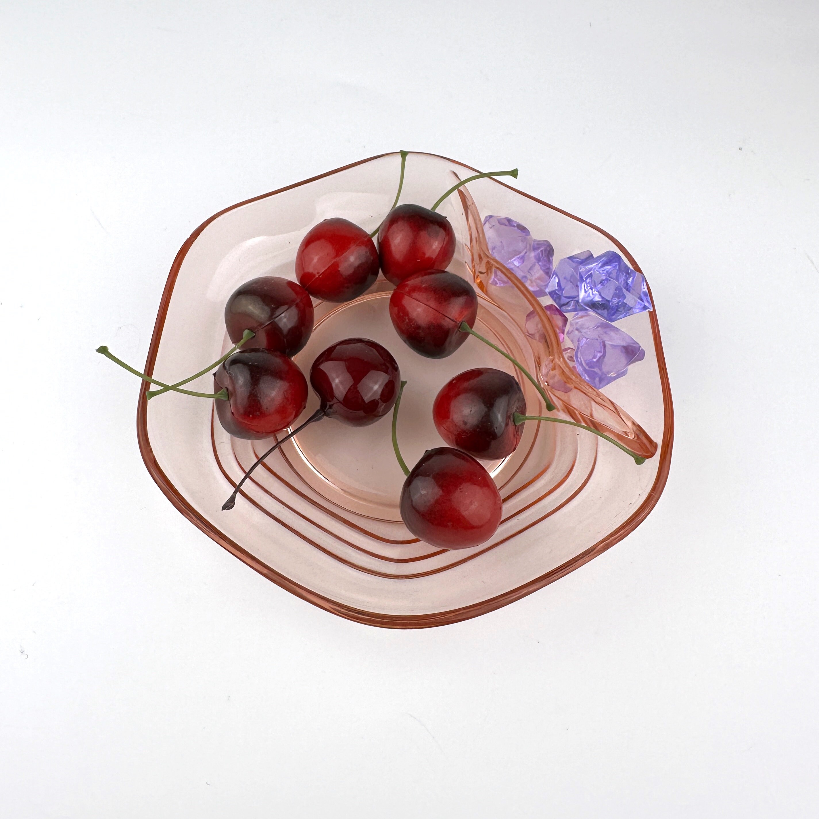 8x Rosalin Kompott Schalen Glas 1930er Jahre