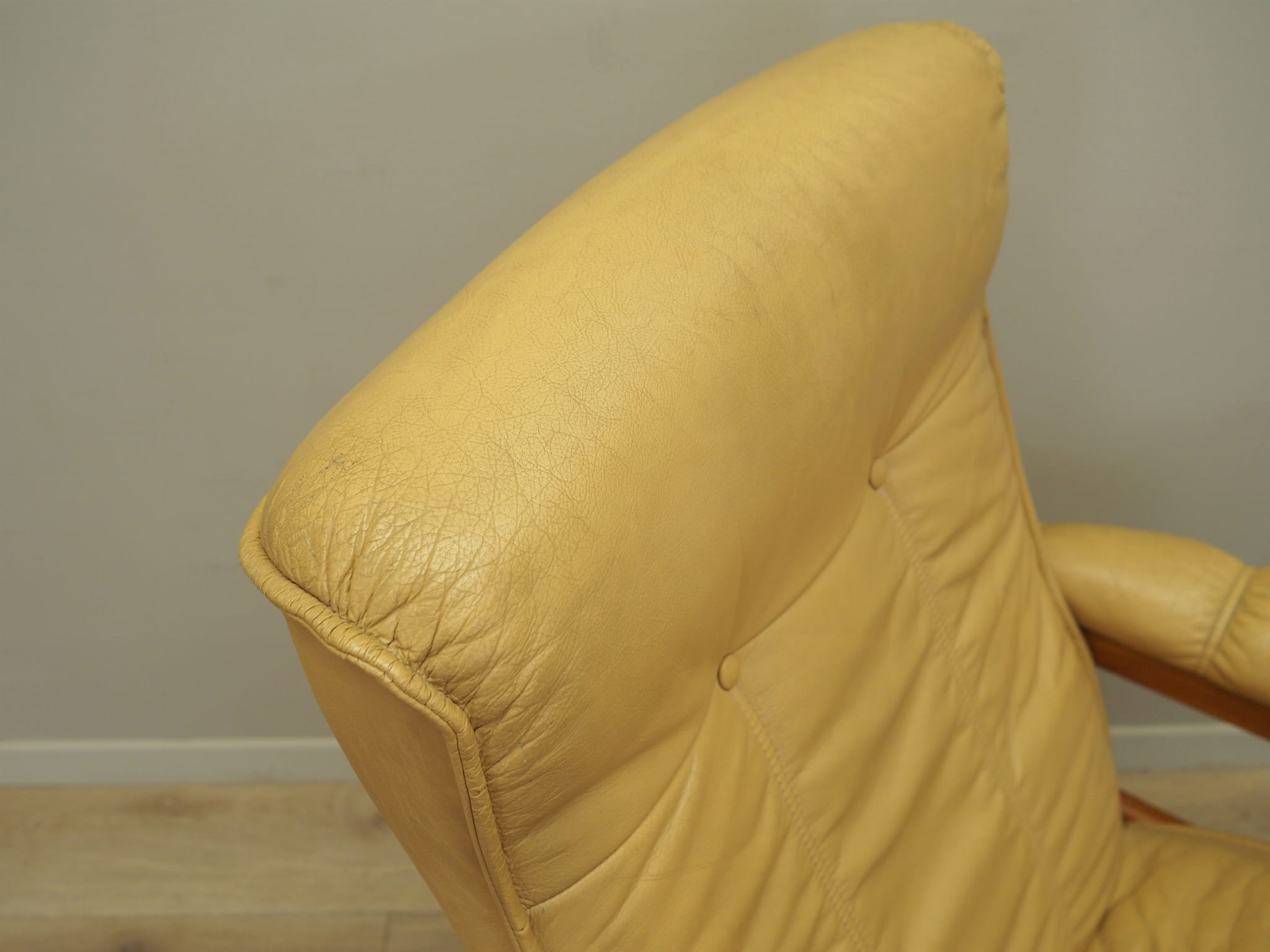 Armchair Teak Wood Leather Yellow 1960s