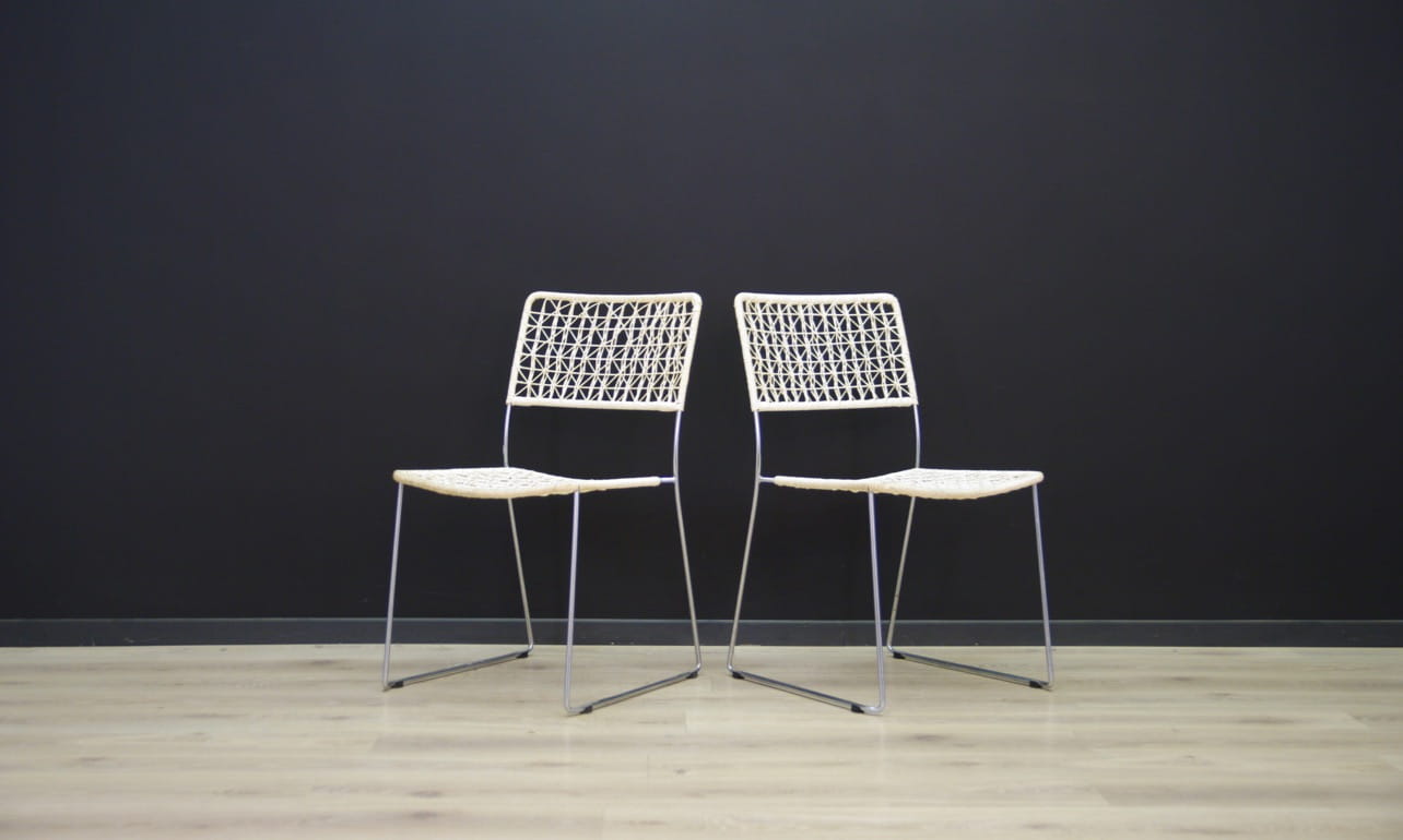 2x Vintage chair metal white 1960s