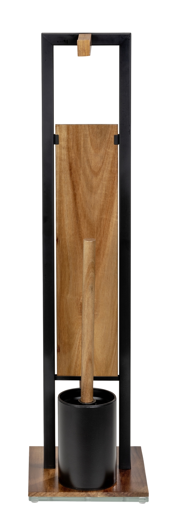 Rivalta Toilet Brush Set Steel Acacia Brown