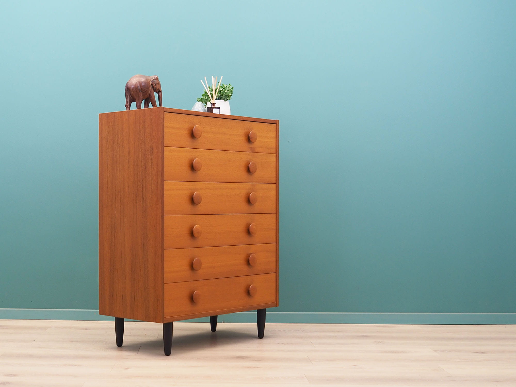 Vintage chest of drawers Teak wood Brown 1960s