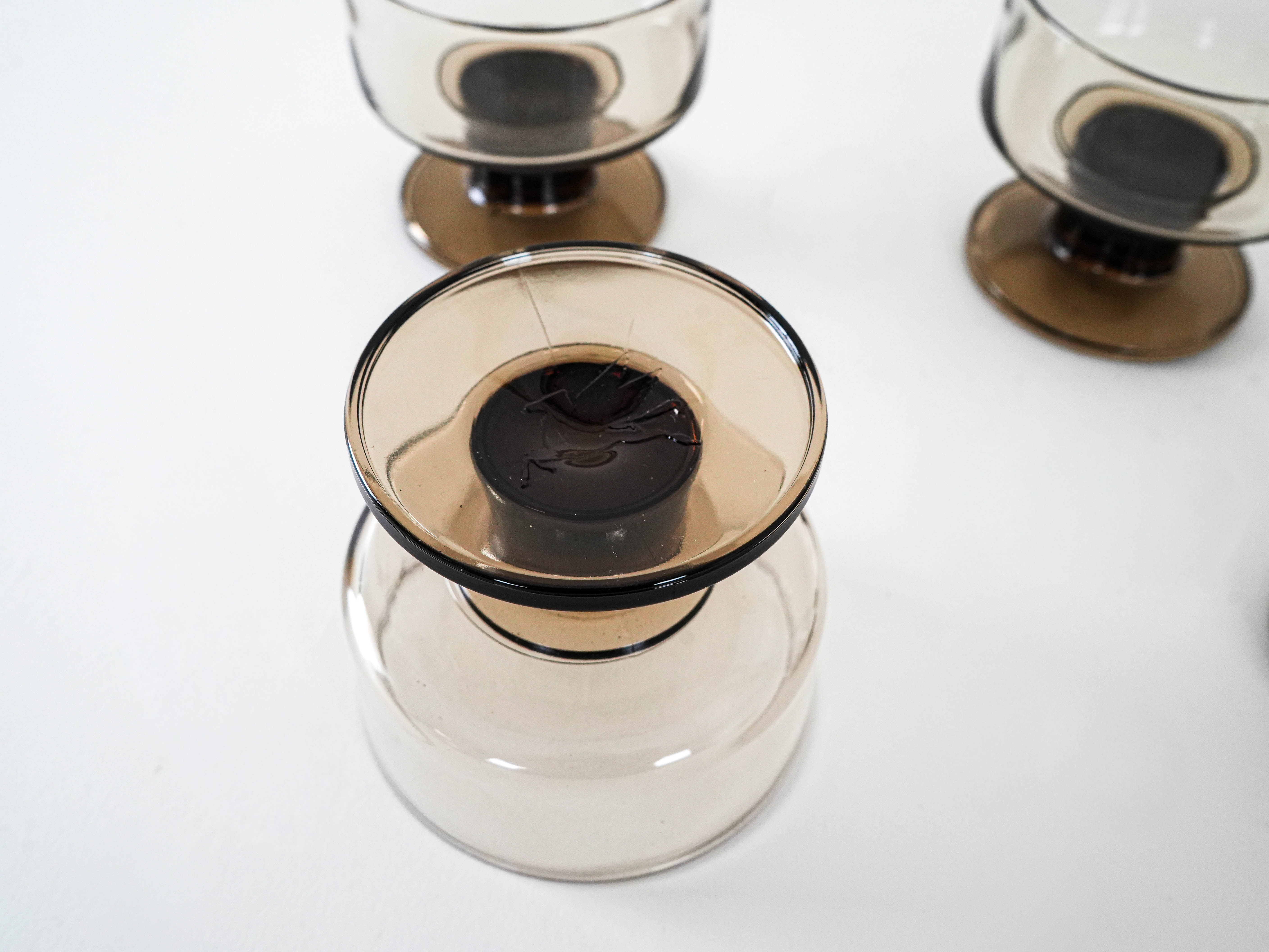 Dessert bowl set smoked glass 1970s