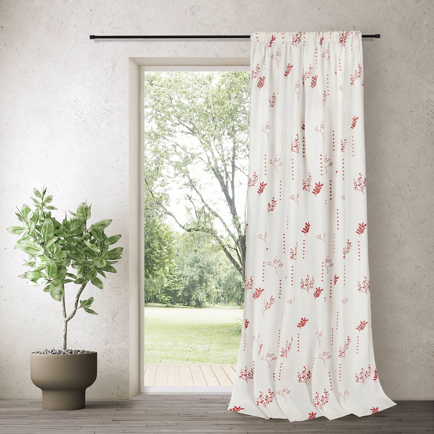 Fertigschal Annett Bio-Baumwolle Weiß / Rosenholz Rostbraun