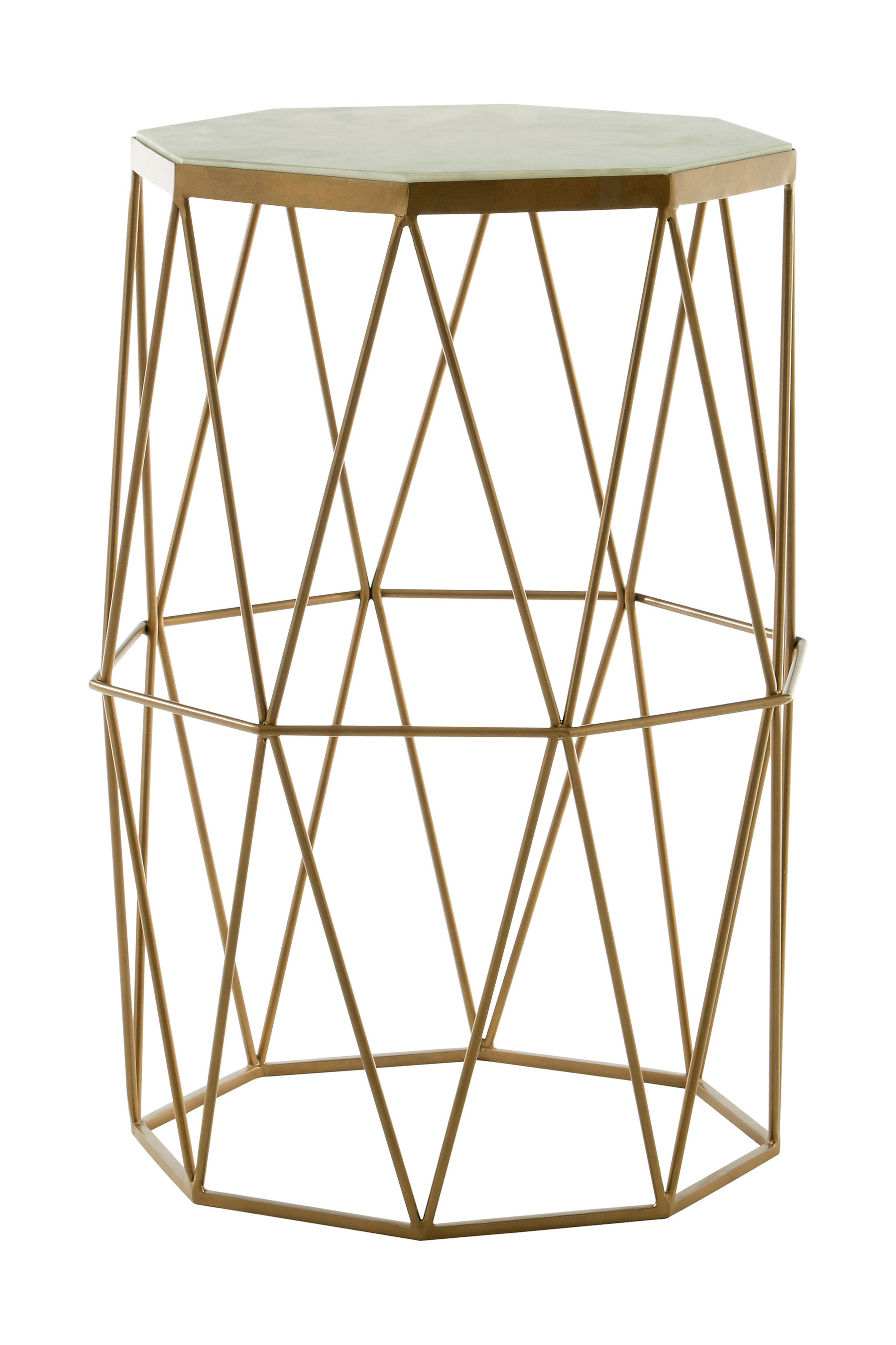 Shalimar Achteckiger Marmor und Gold Beistelltisch
