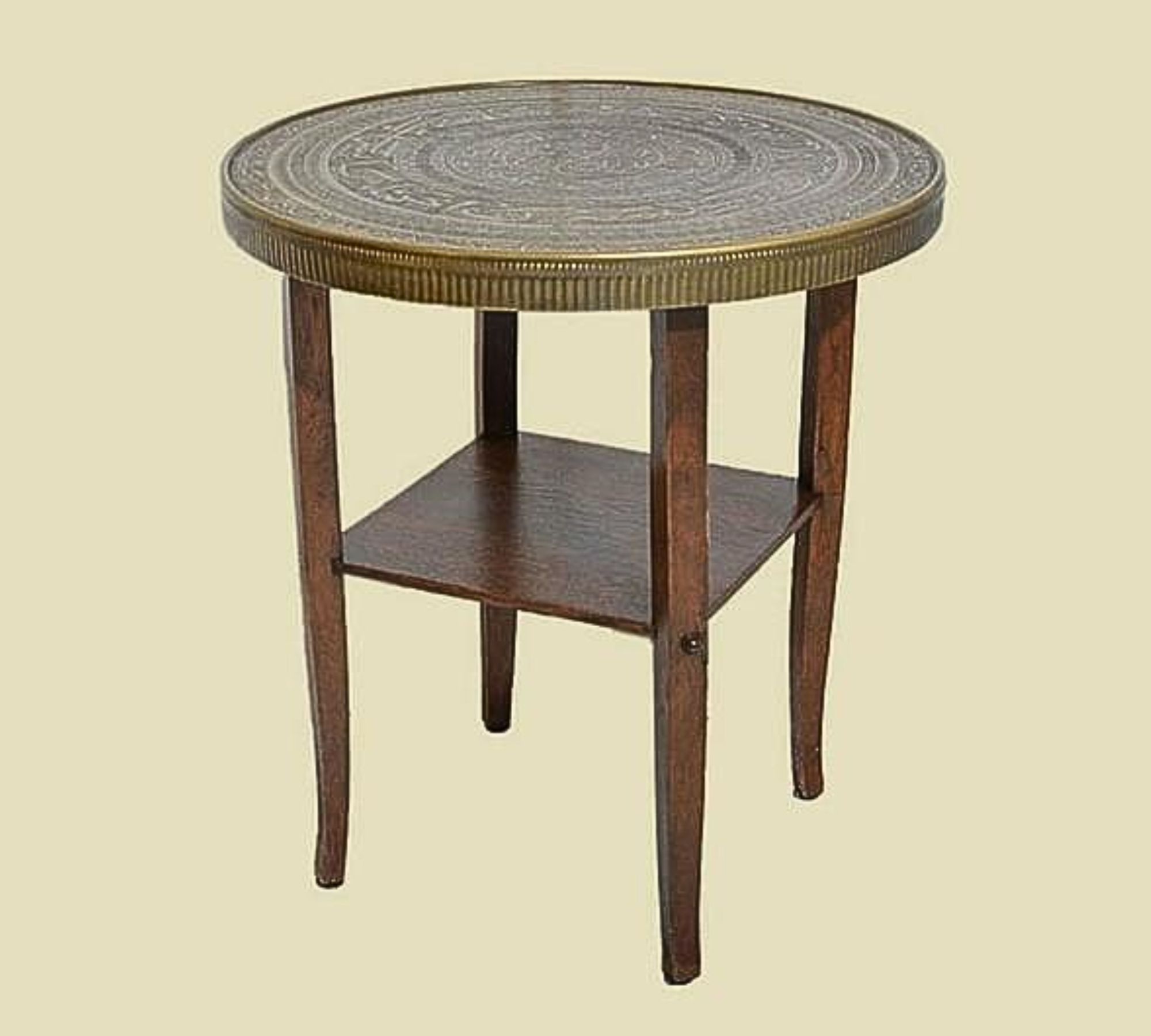 Vintage Beistelltisch Holz Messing 1920er Jahre