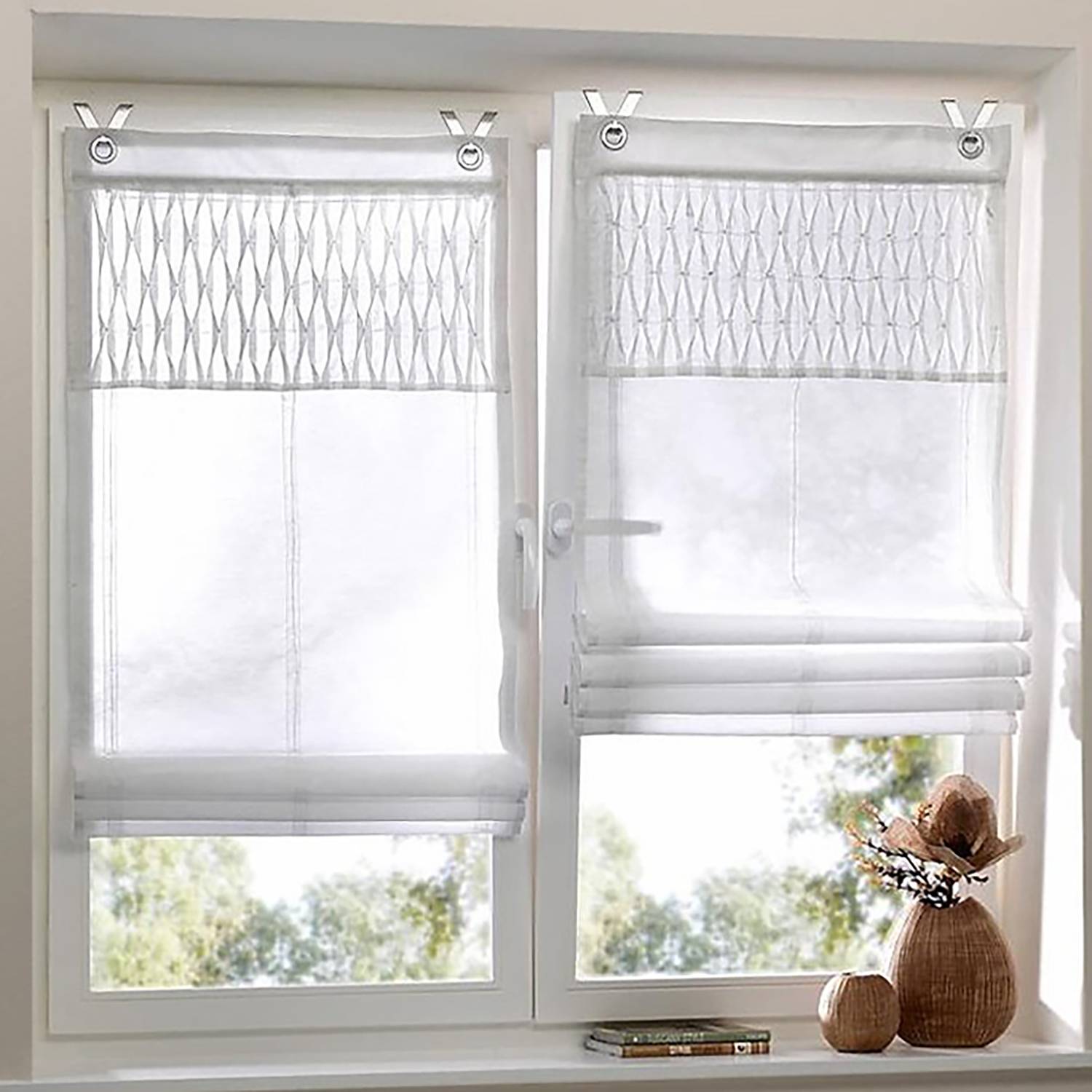 Raffrollo Tuck Webstoff Weiß 100 x 140 cm