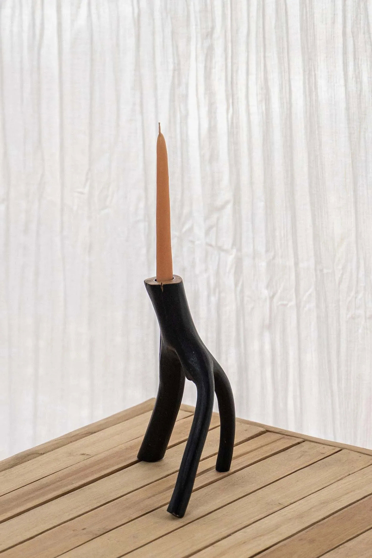 Triple Twig Candle Holder Black