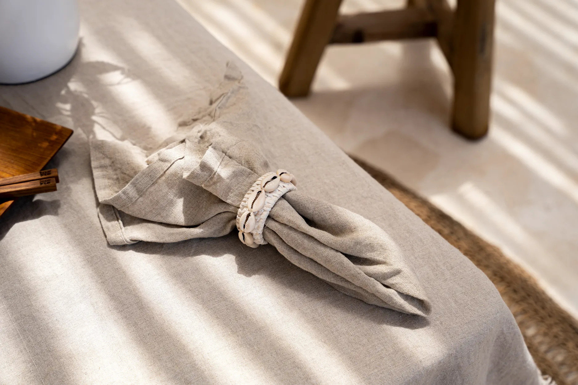 4x Serviette Leinen Beige