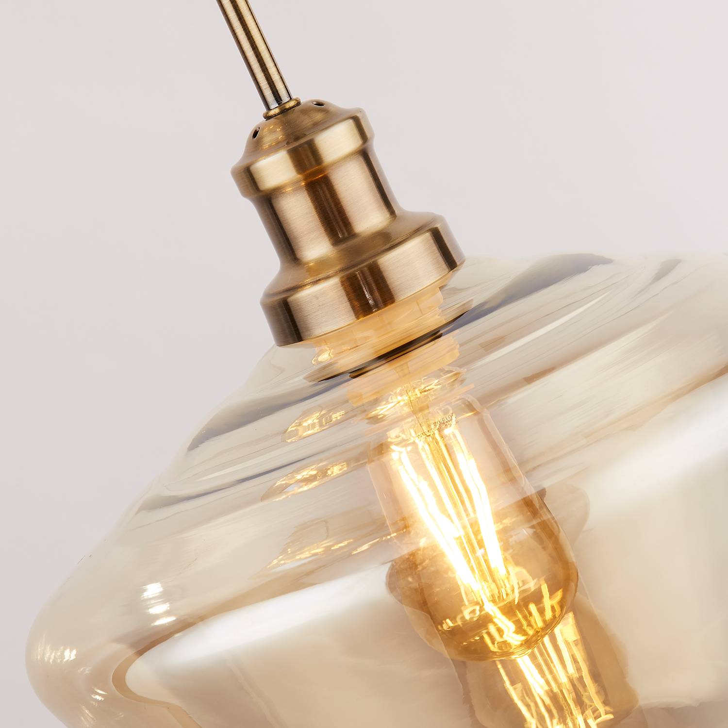 3-Flammig Pendelleuchte Mia Glas Stahl Beige