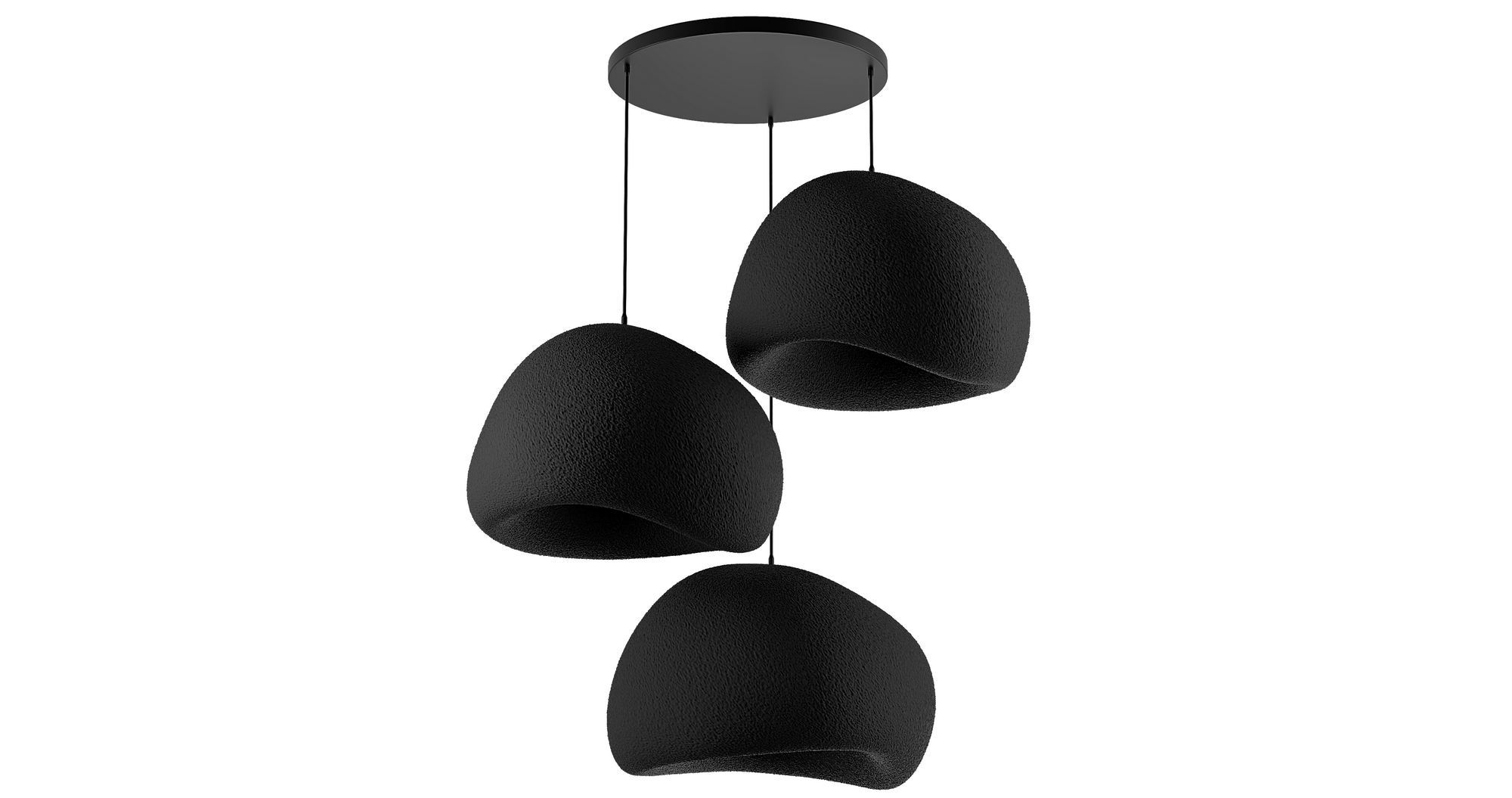 3-Flammig Wabi Sabi Claylights Pendelleuchte Schwarz