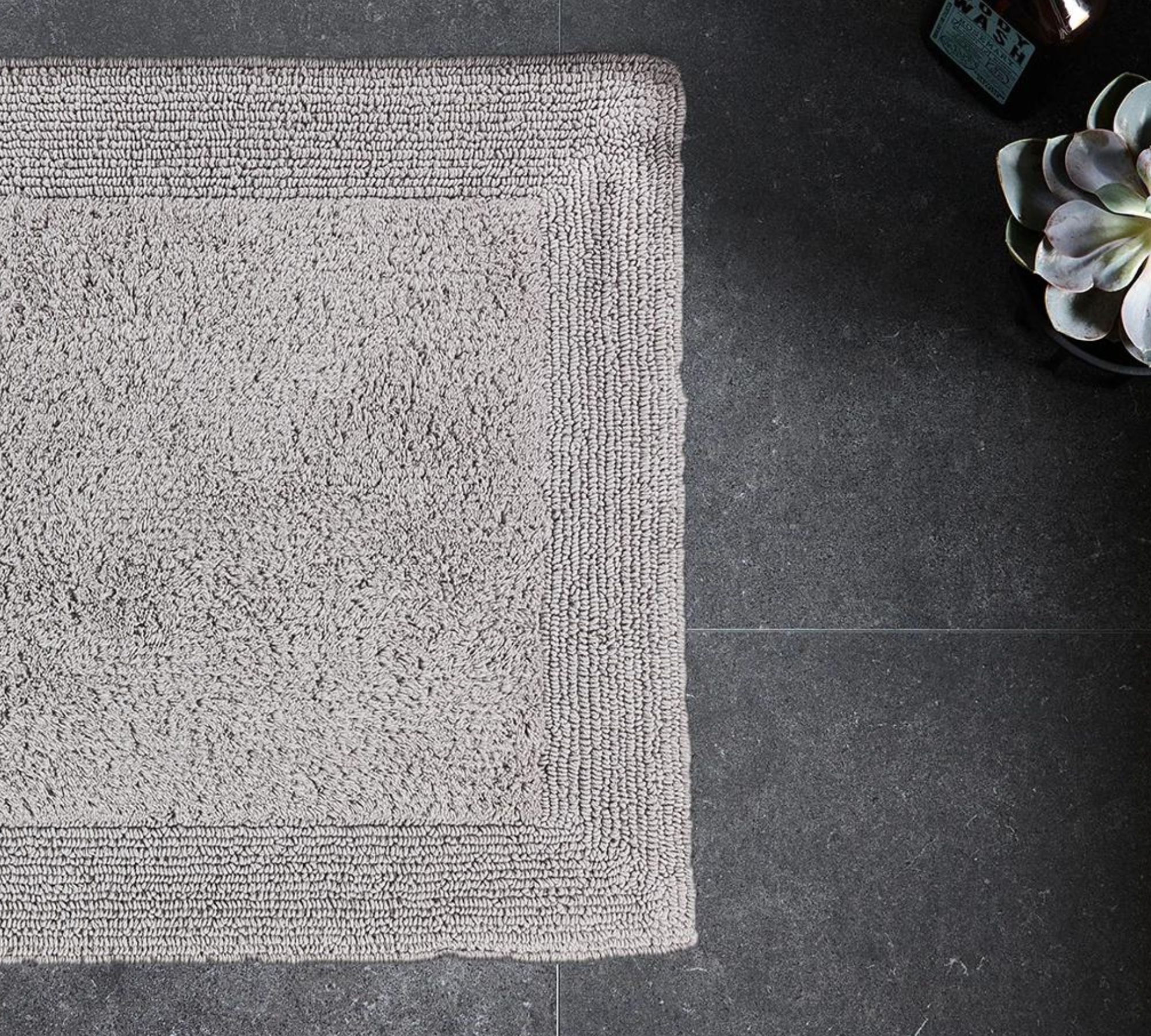 Badteppich Stoff Grau 60 x 90 cm
