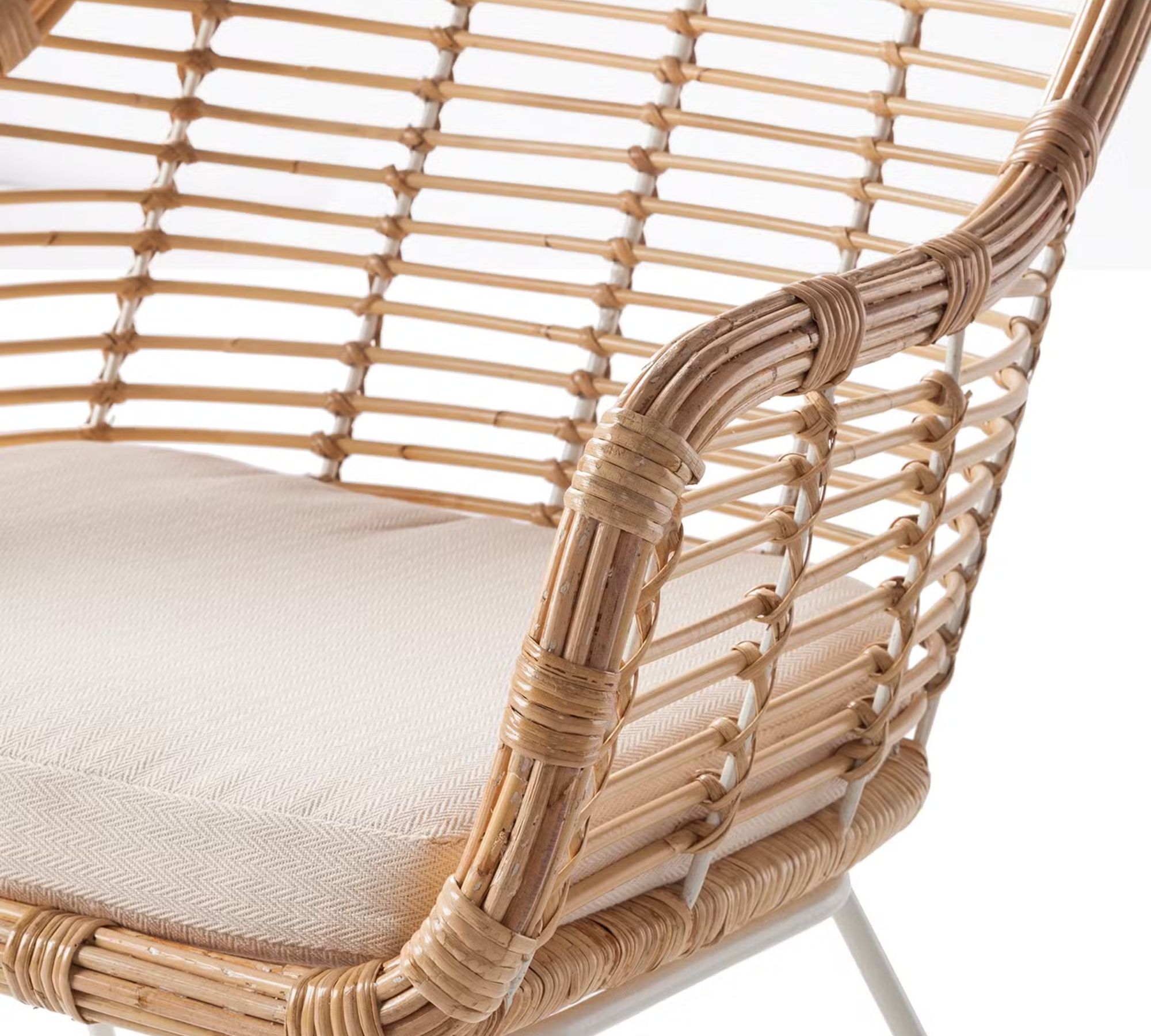 Armchair with seat cushion Rattan Brown