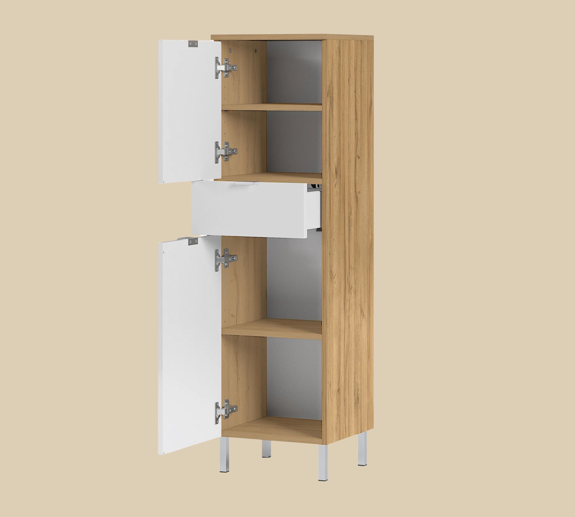 Midischrank Eichendekor Weiß