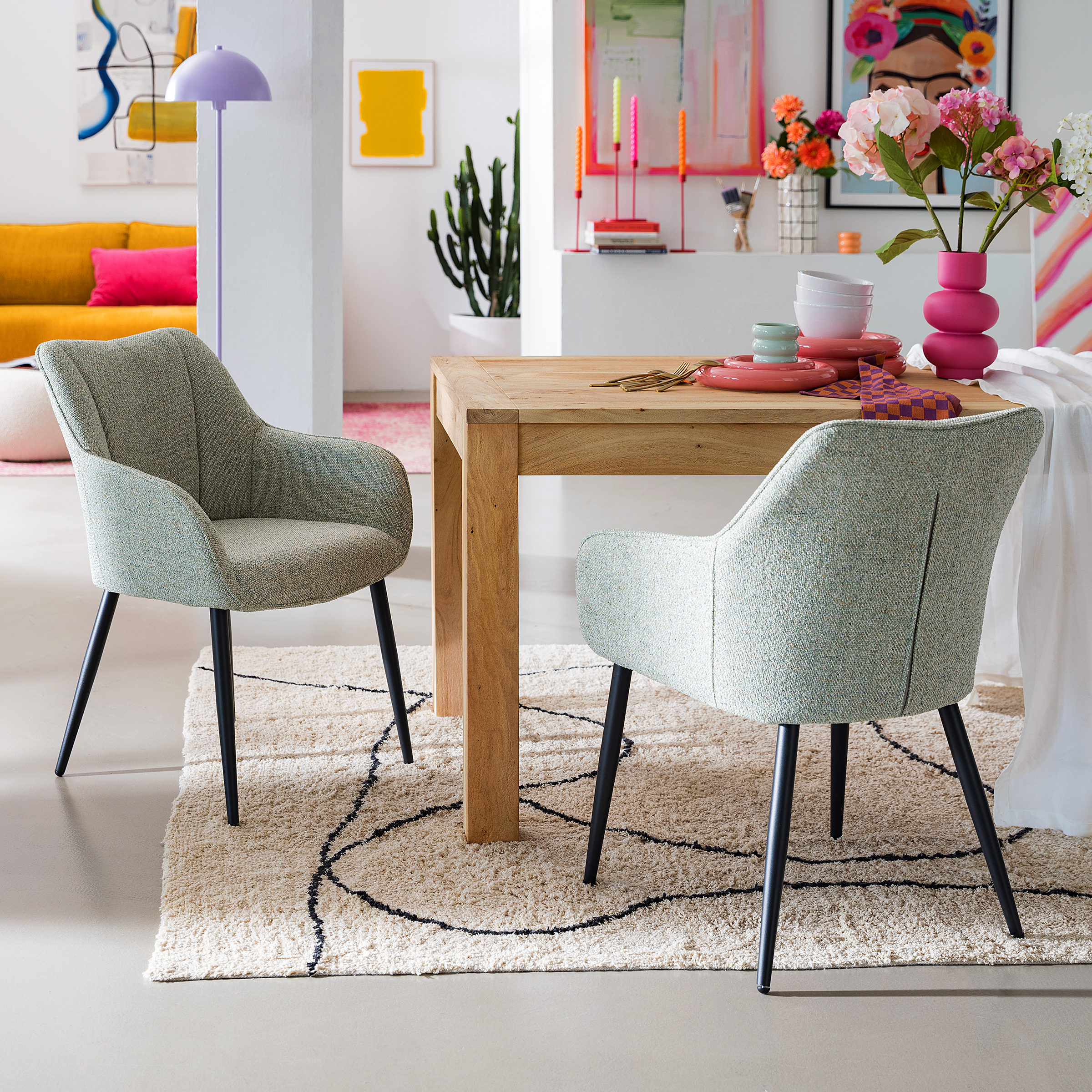 AELHA Armchair Set of 2 Green