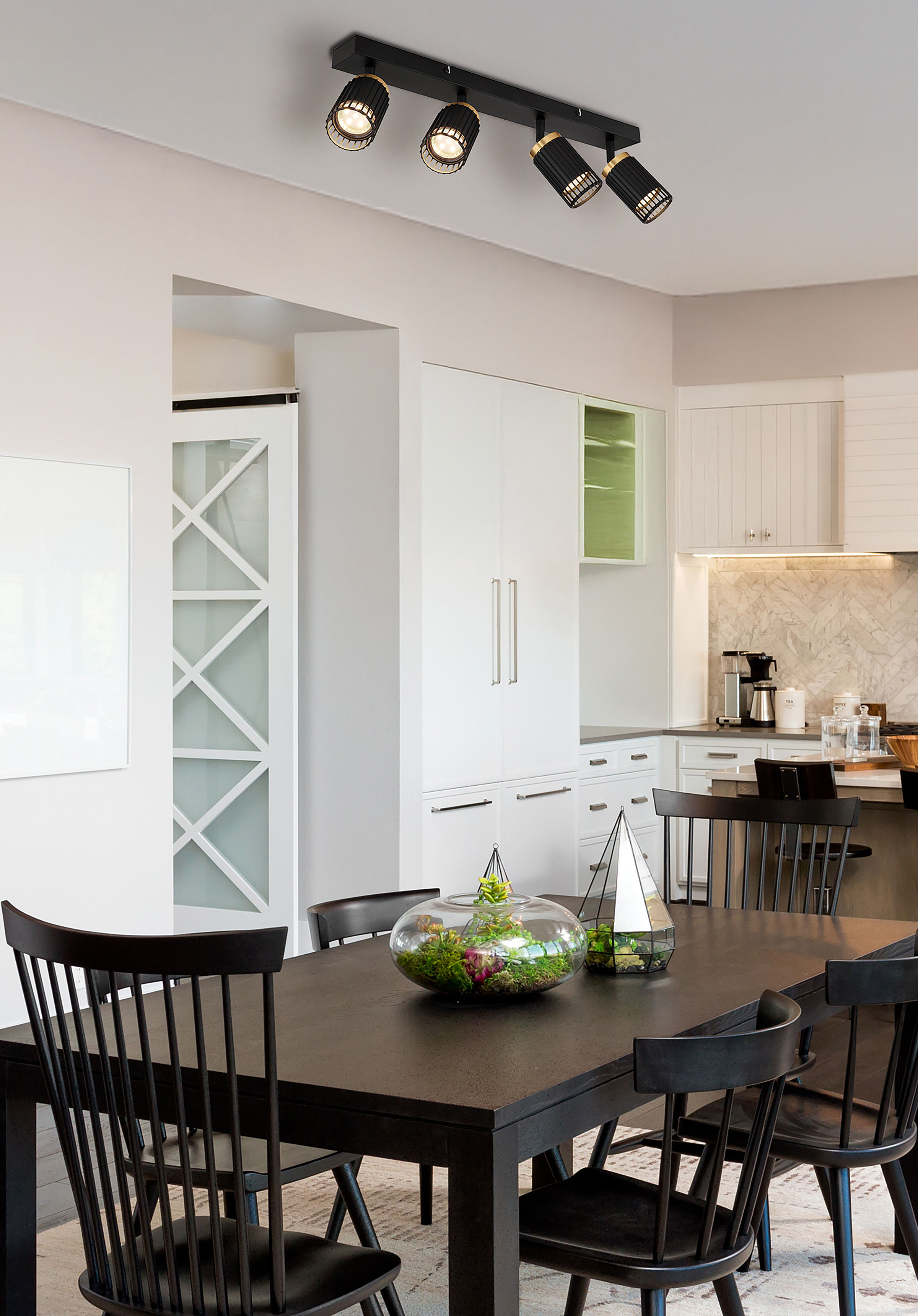 Korben Deckenleuchte 4-flammig Eisen Schwarz