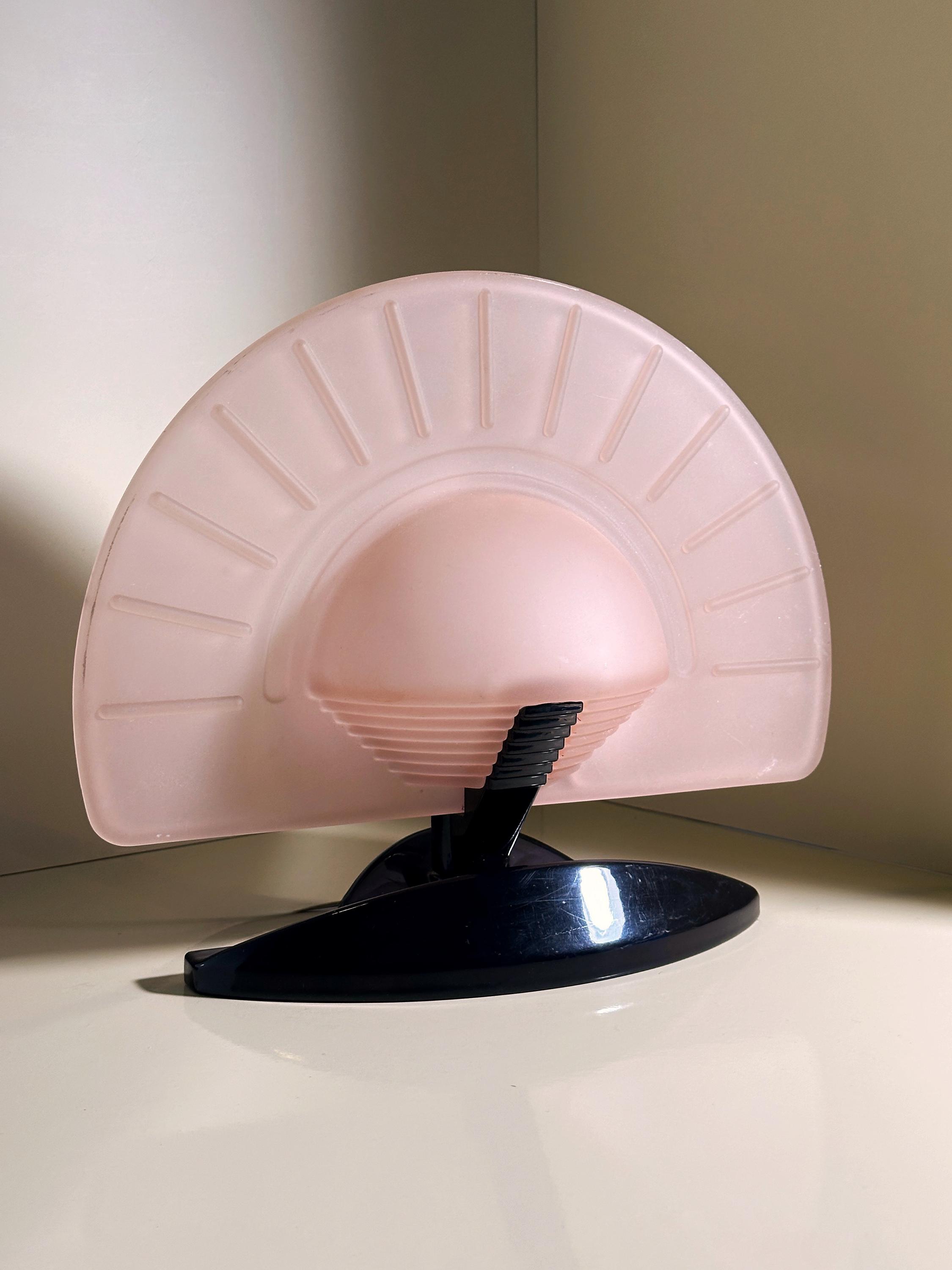 Vintage Art Deco Table Lamp Glass 1980s