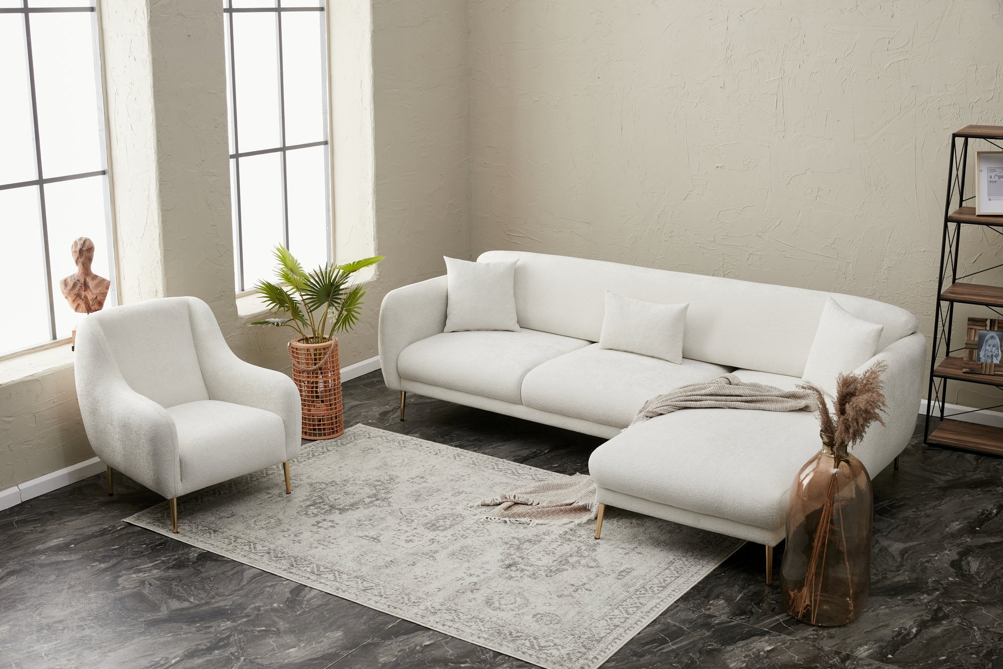 Simena Sofa Récamiere Rechts Creme