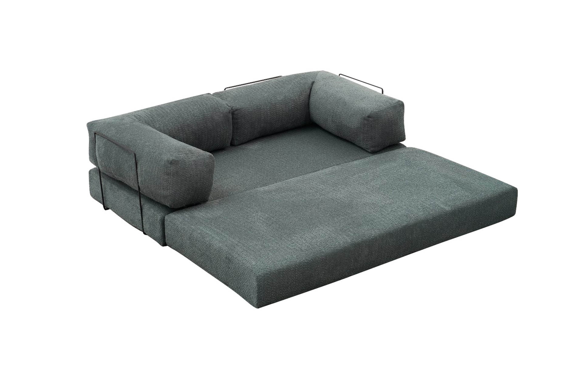 Comfort Schlafsofa 2-Sitzer mit Hocker Petrol