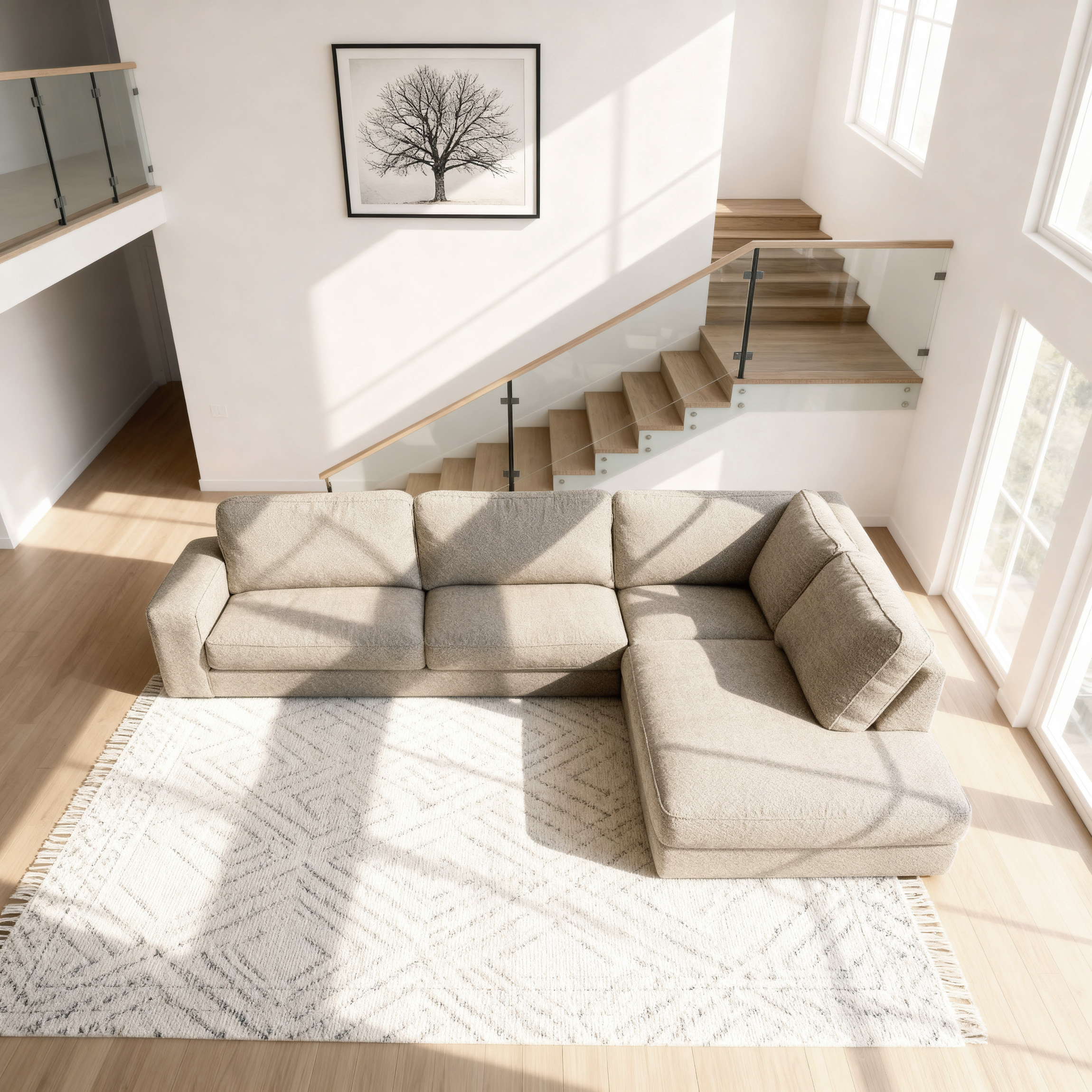 Corner Sofa Easton Right 3-Seater Beige