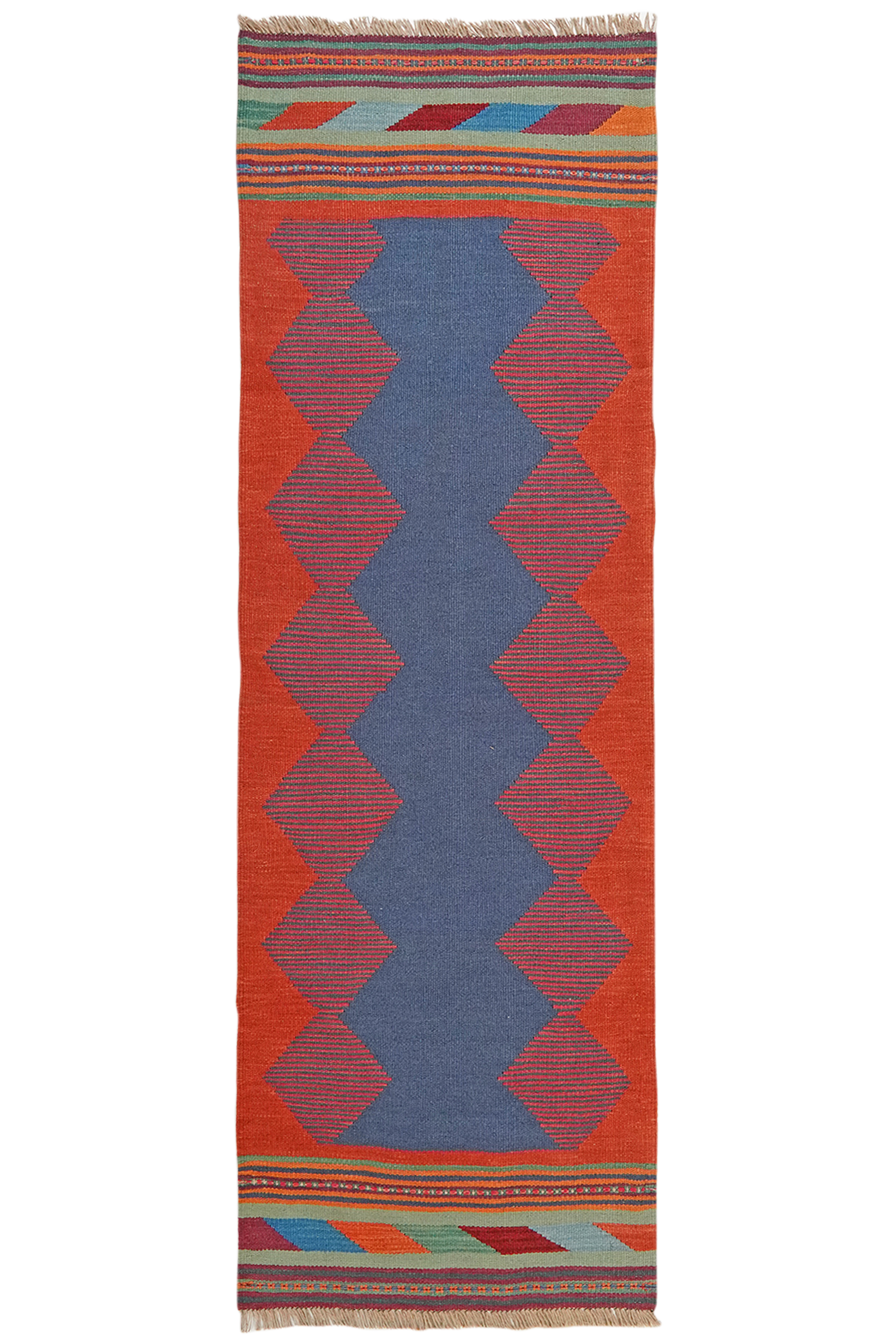 Kilim Gashgai Teppich Blau Rot