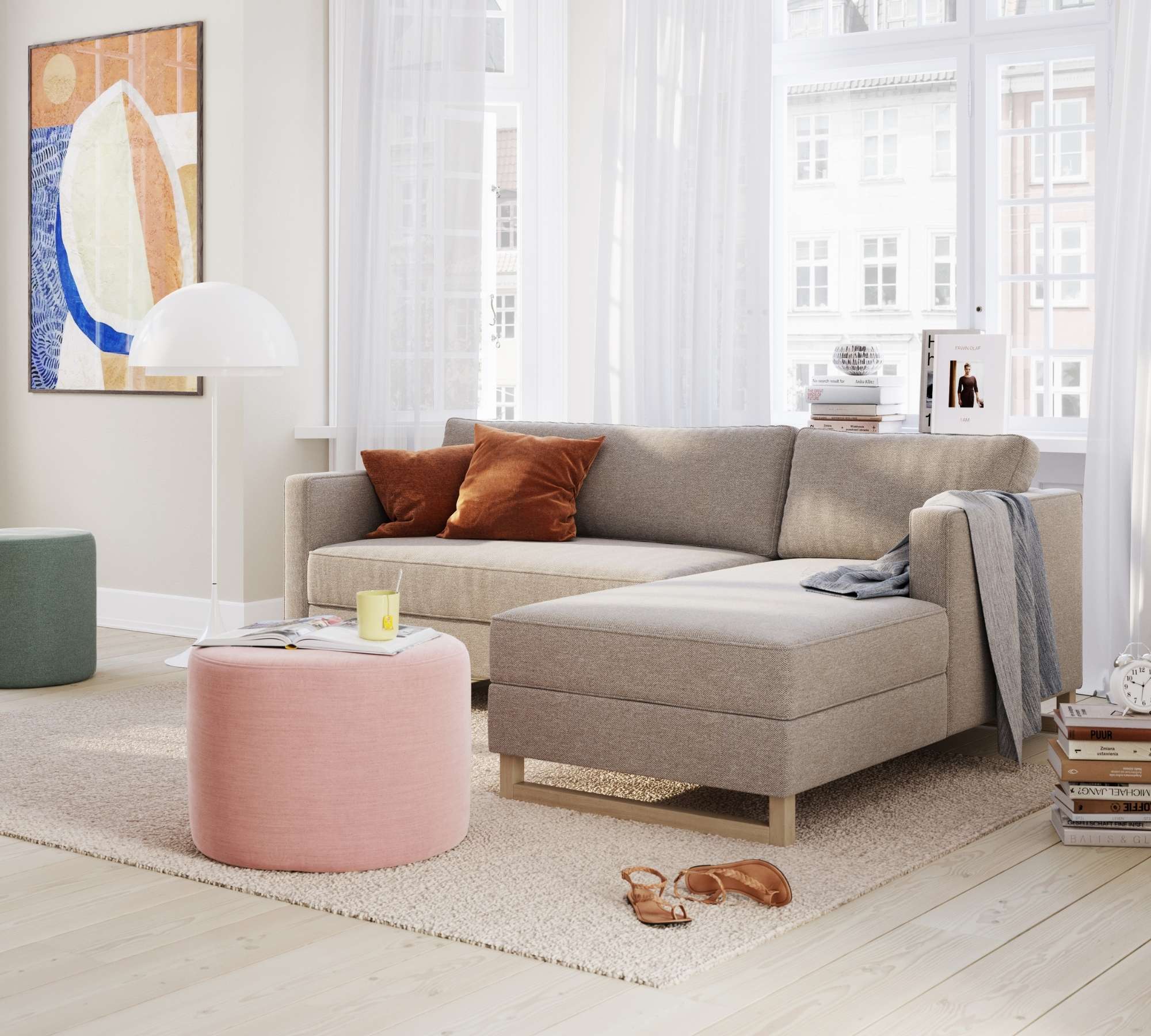 Madison Sofa Bed Chaise Lounge Right Agnes Brown