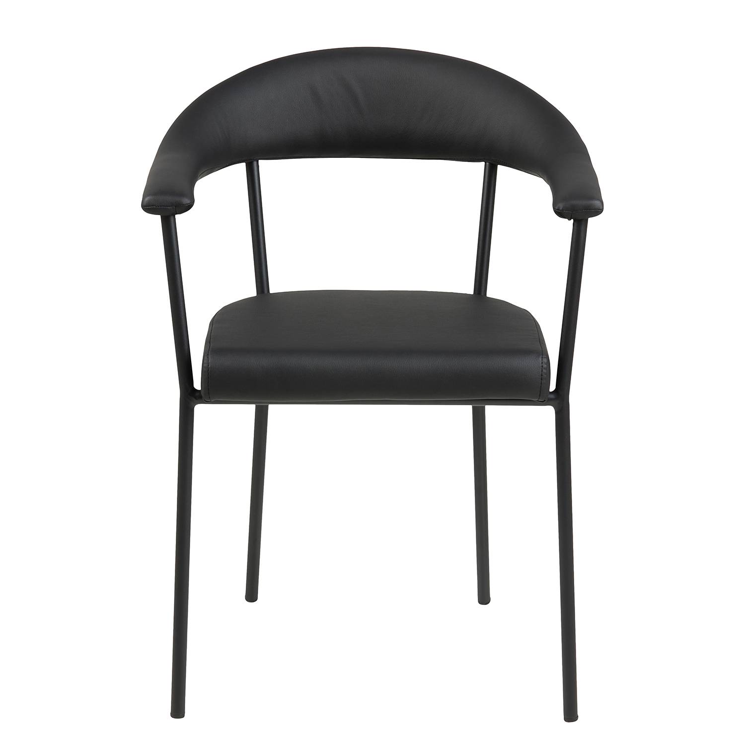 2x Armlehnenstuhl Otava Kunstleder Eisen Schwarz