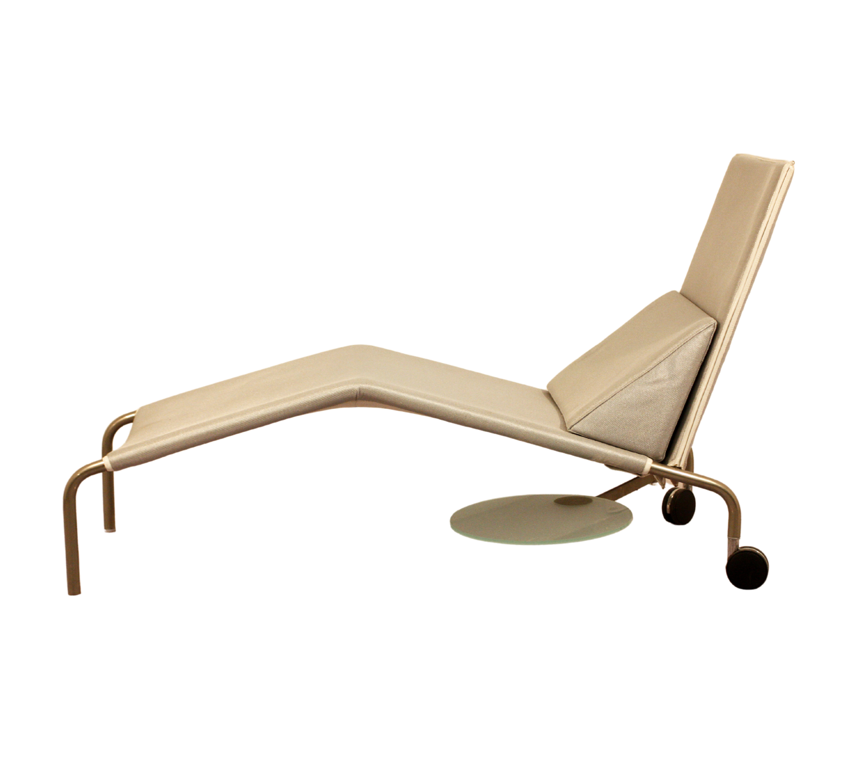 Lelunga Chaiselongue aus Leder und Stahl Beige