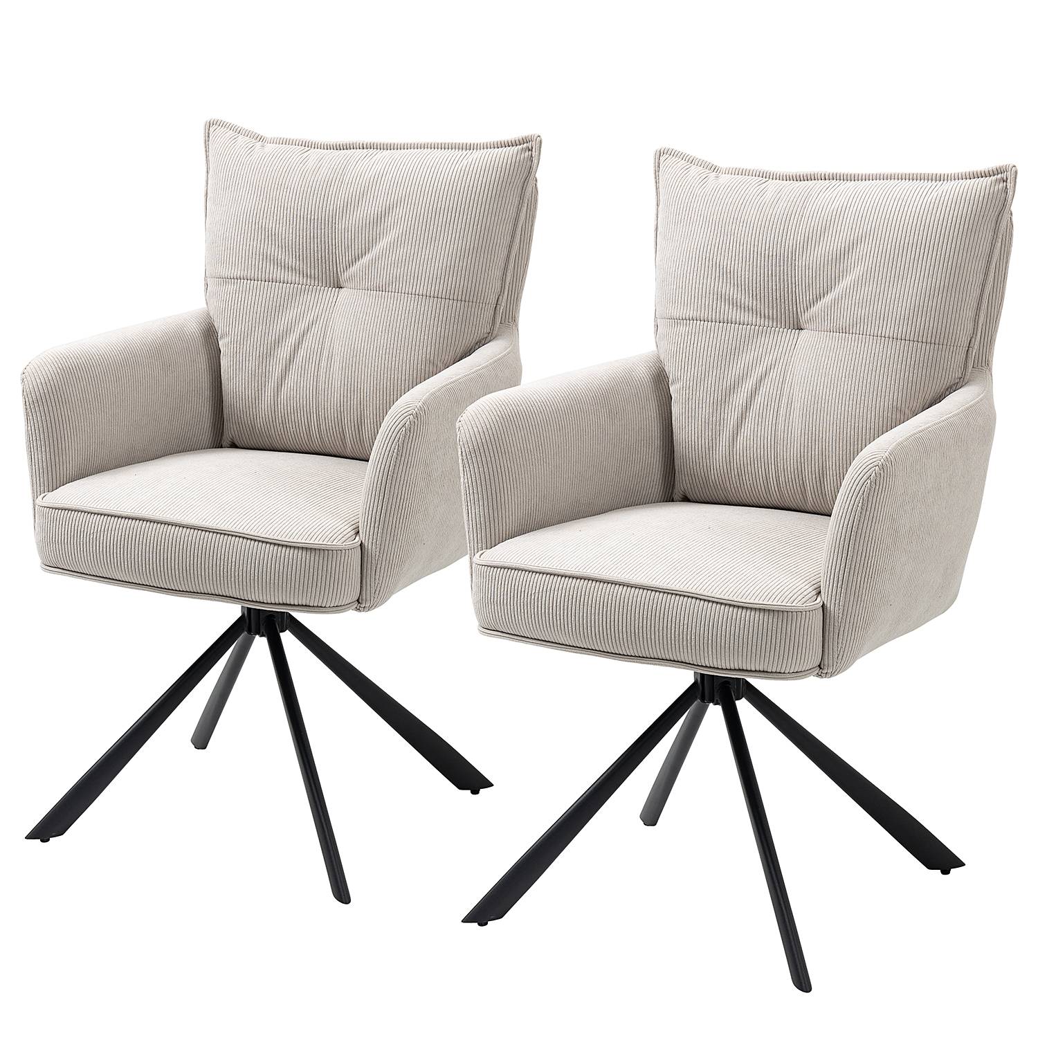 DIDRIP Armlehnenstuhl Drehbar 2er-Set Beige