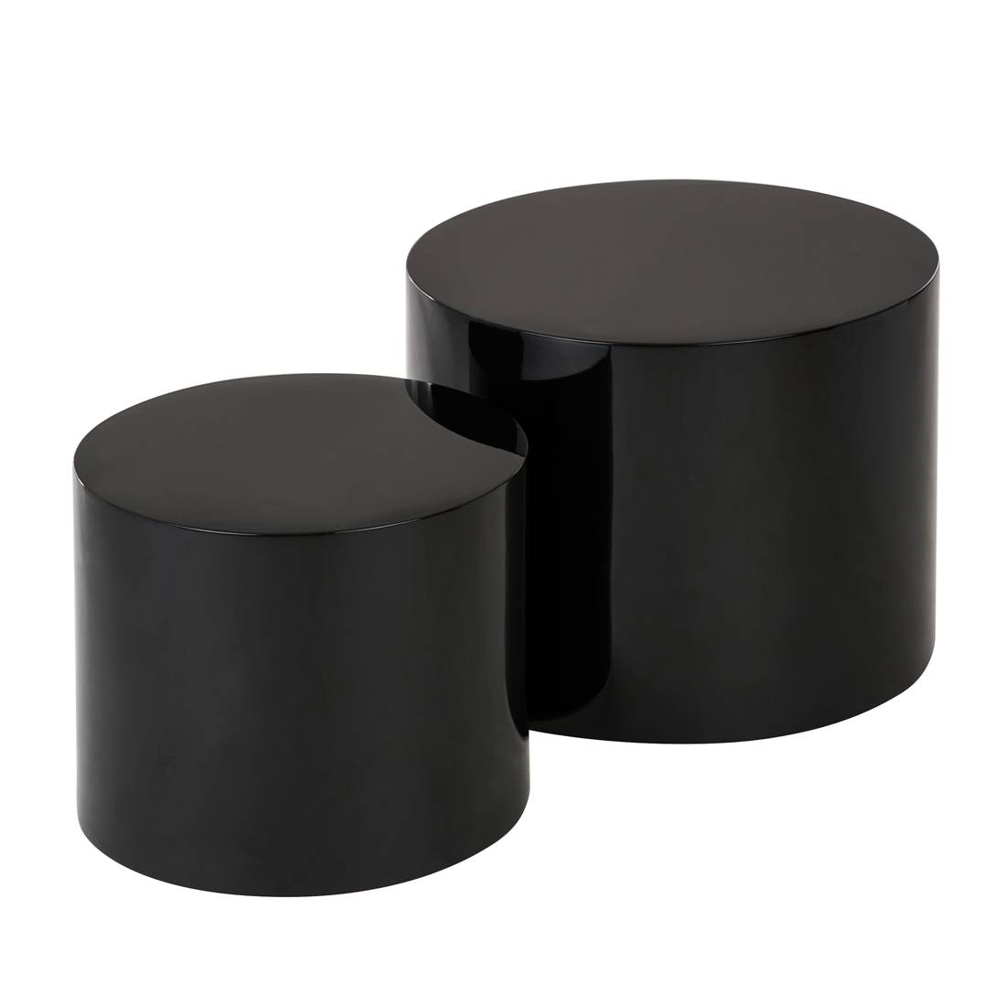 2x Beistelltisch Circle Hochglanz Schwarz