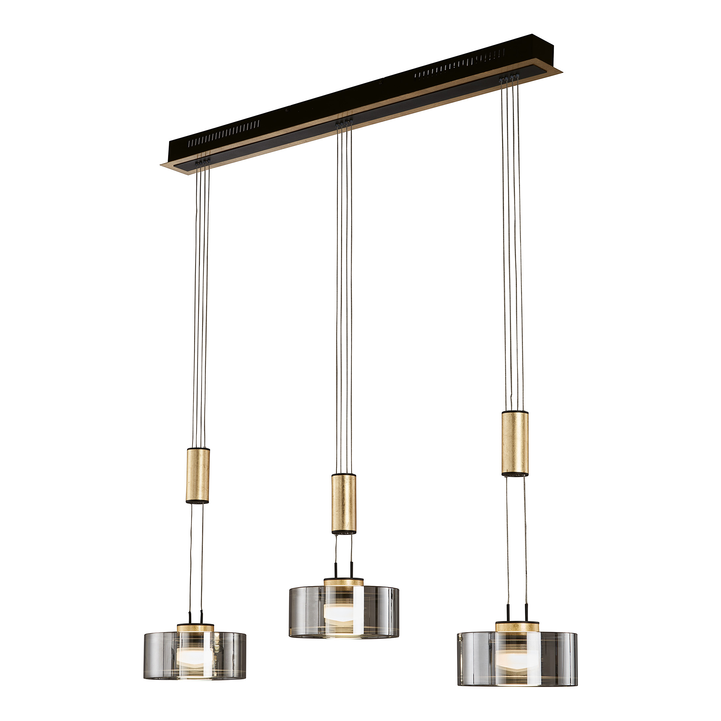 LED-Pendelleuchte Lavin Eisen Rauchglas Schwarz Gold