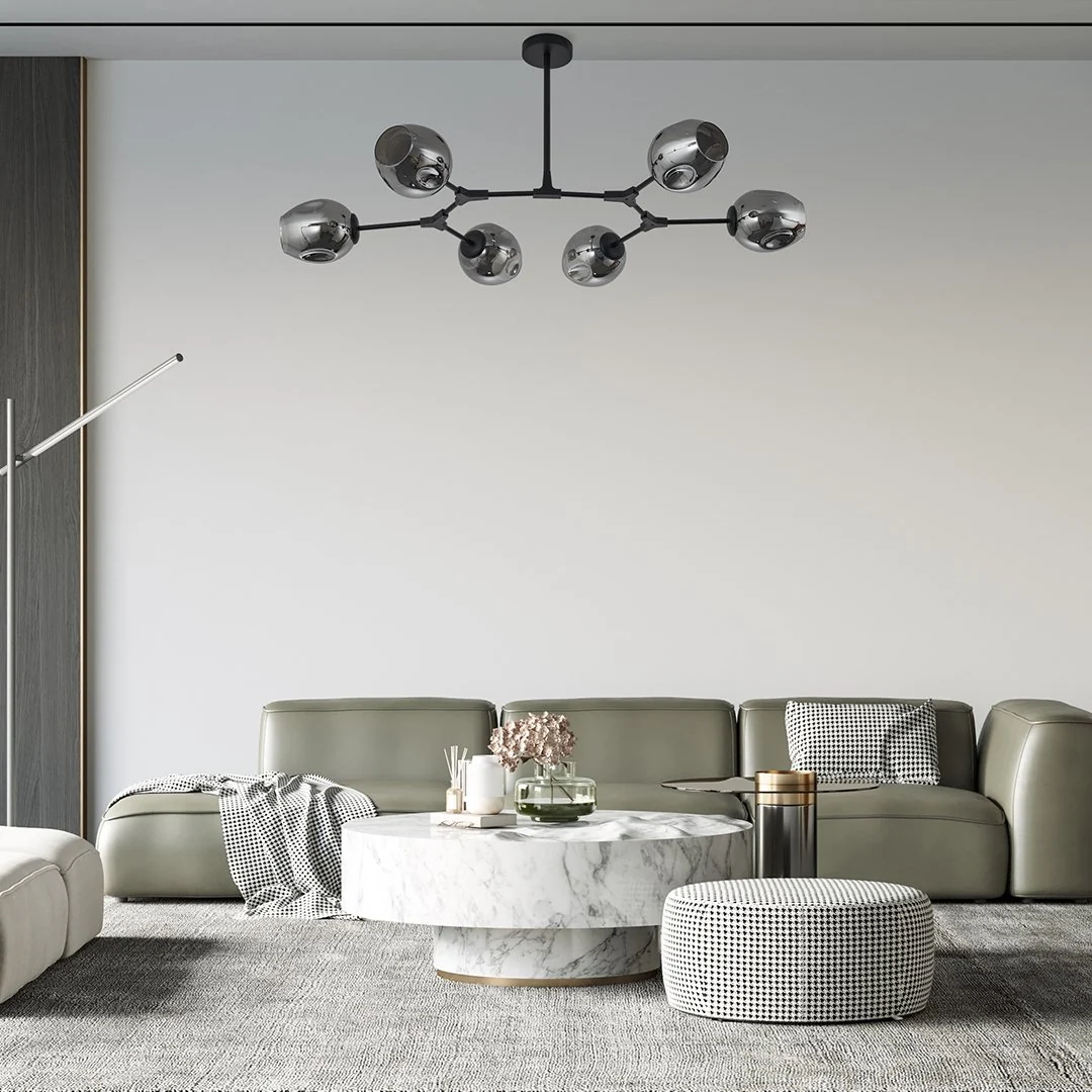 Uranos 6-light ceiling lamp Black