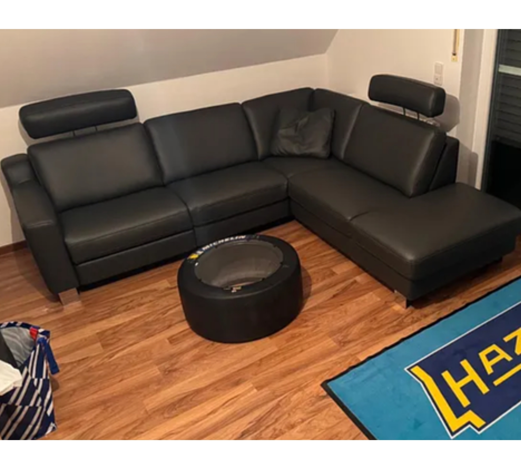 Ecksofa Leder Schwarz