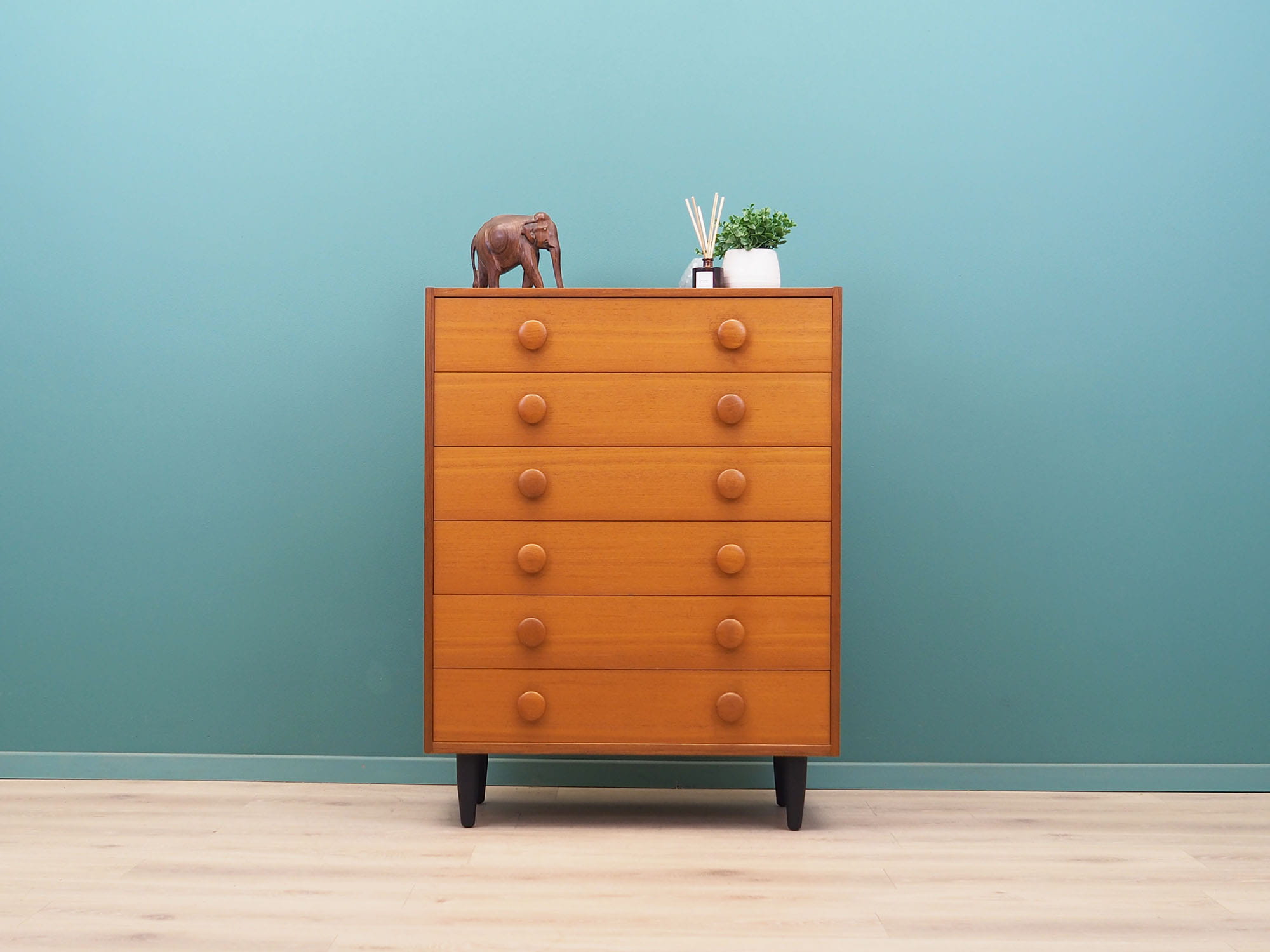 Vintage chest of drawers Teak wood Brown 1960s