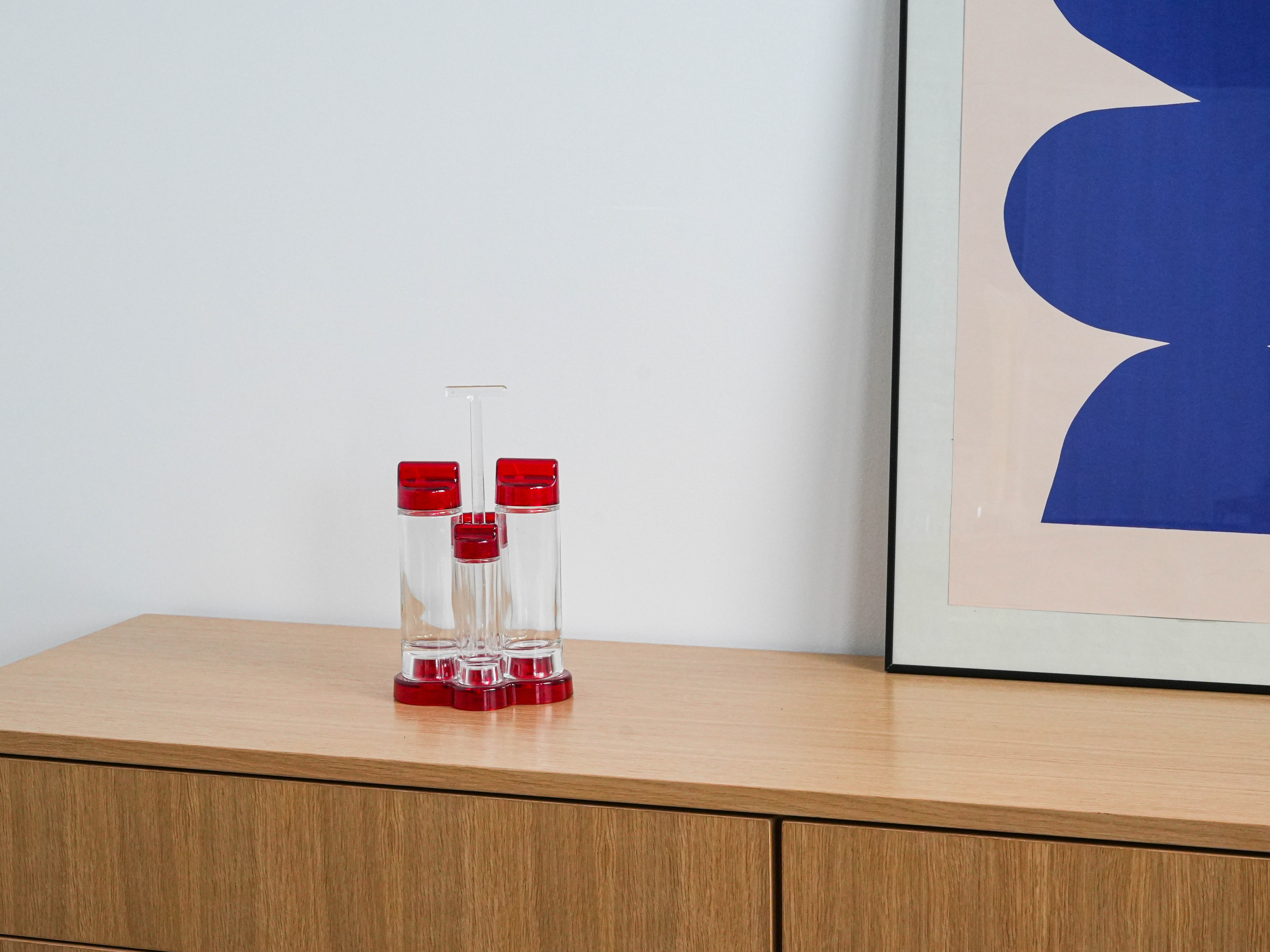 Gewürz-Set Rot Transparent 1980er Jahre